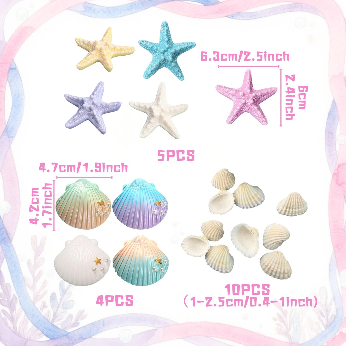 JeVenis Sea Shells Cake Decor Sea Ocean Party Favor Supplies Under the Sea Ocean Cake Decorations for Sea Ocean Theme Baby Shower Birthday Party