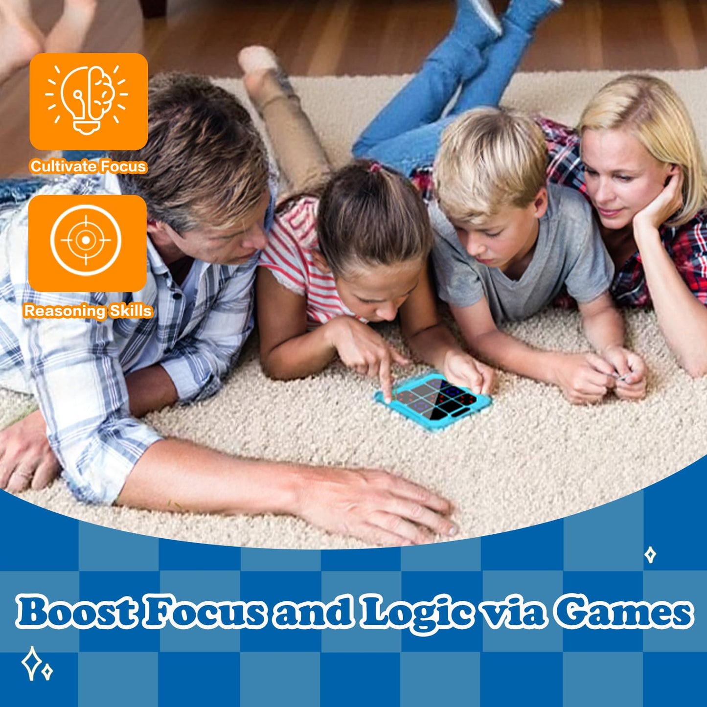 COUOMOXA for tic tac Toe Game: Upgraded 6-in-1 Sensory Toy with Mute - Electronic Portable Console Game Kids and Adults Age 6-12 Years Old Travel - Birthday Gift for Boys Girls