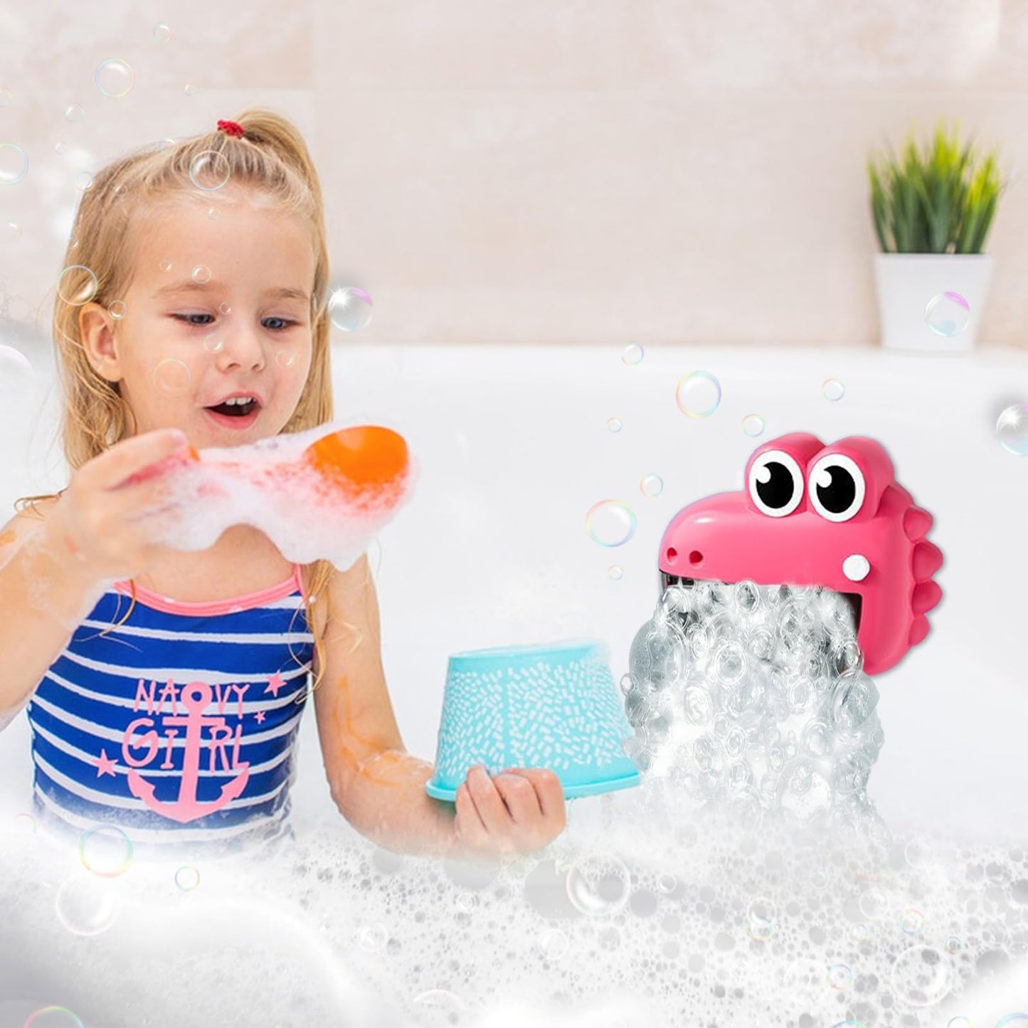 Bubble Machine for Bath Tub - Cute Frog Crocodile Bathing Toys for bathtimee | babyy Bathtub Bubble Machine Maker | Animal bathtimee Shower Toys for babyy Boy Girl