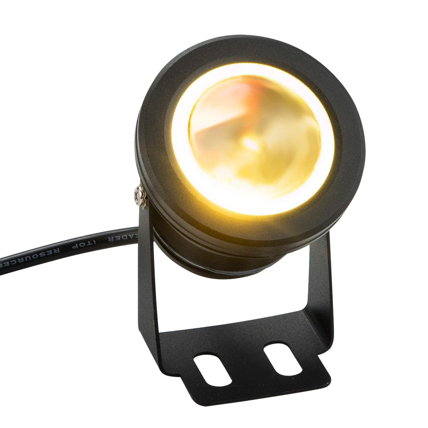 Waterproof LED Outdoor Spot Light Landscape Lighting IP68 12" Wiring with Aluminum Casing with Mount Bracket DC 12 Volt Low Voltage Light Bulb (Warm White)
