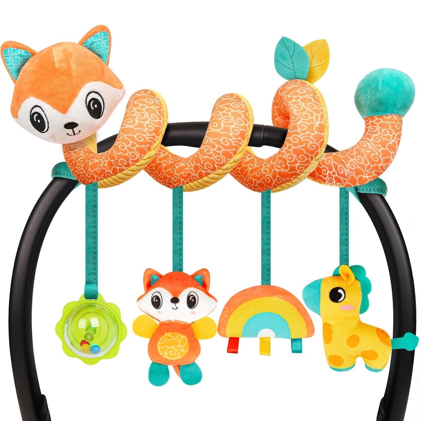 GKDOMS Baby Car Seat Toys Activity Stroller Toy for Boys Girls 0 3 6 9 10 12 Months, Spiral Hanging Plush Toys, Baby Shower Thank You Gifts