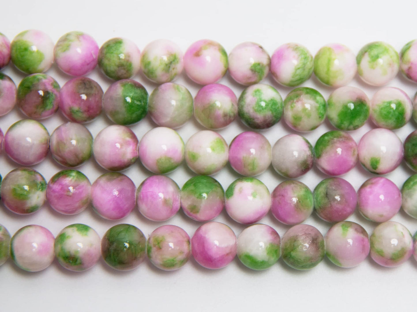 ZHFMLY 10mm Green & Pink Natural Gemstone Beads Persian Jades Stone Beads Crystal Energy Smooth Round Loose Beads for Necklace, Bracelet, Earring& DIY Jewelry Making (#109)
