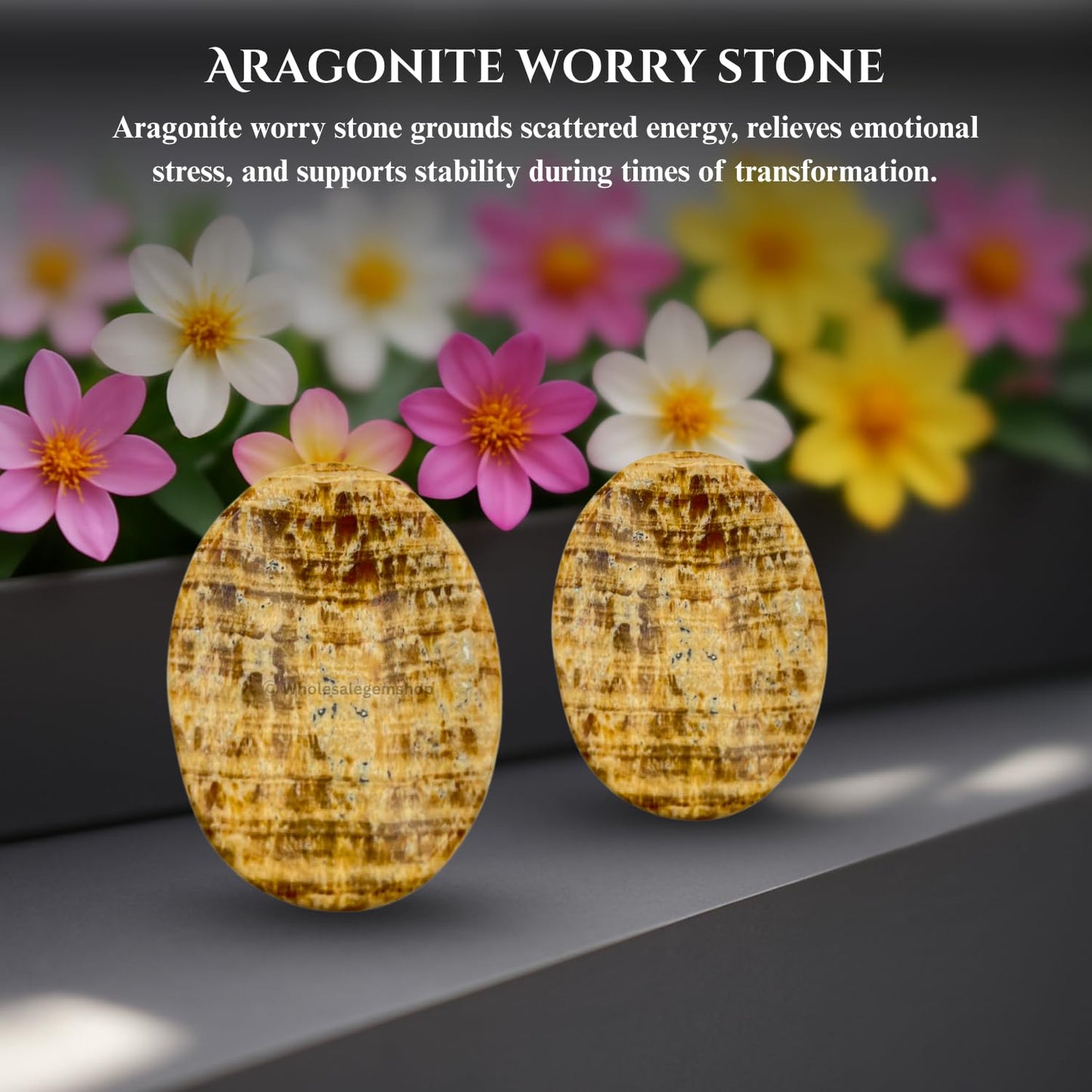 GEMSCITE Aragonite Thumb Worry Stones Metaphysical Gemstone Crystal Healing Reiki Men Women Gift FENG Shui Positive Energy Love Wellness Palm Stones Wicca Powerful