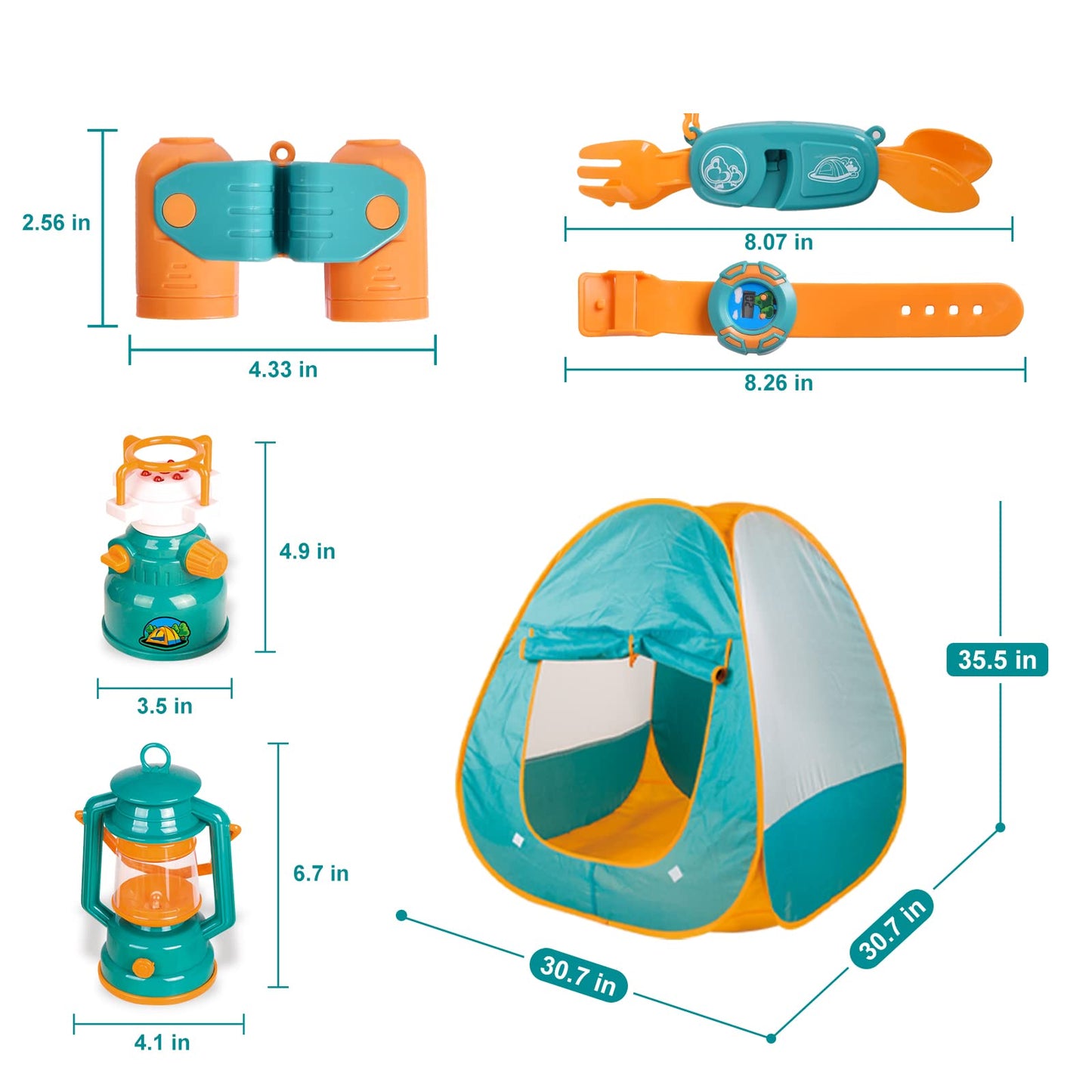 FUN LITTLE TOYS Kids Camping Set with Pop Up Play Tent Camping Toys with Battery Lantern and Drawstring Bag Indoor Outdoor Pretend Play, Christmas Birthday Gifts for Boys