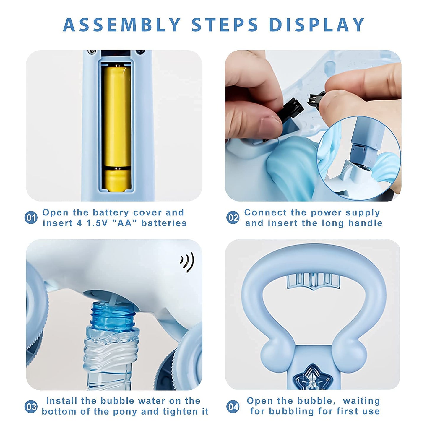 Bubble Machine Blower Blaster Lawn Mower Maker Blue Toy Fun Portable Handheld Operate Automatic Battery Electric Outdoor Summer Birthday Best Gift Light for Toddler Boy Girl Kid 1 2 3+ Year Old