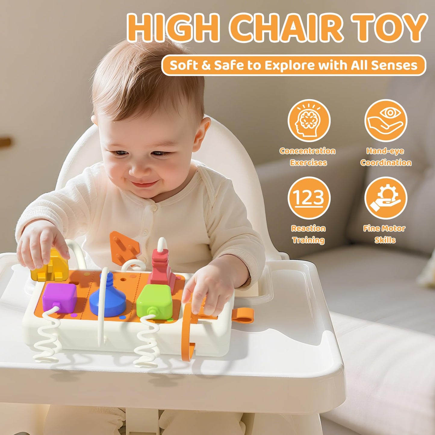 PANITU Plug Outlet Busy Board for 1 Year Old, Airplane Car Travel Toys for Baby, Montessori Power Strip Educational Toy with Light & Sounds, Best Gift for Toddlers 1-3