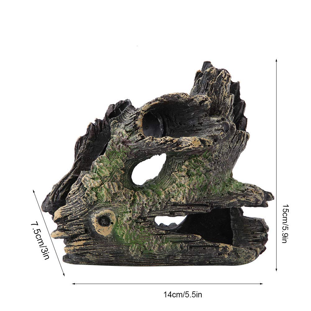Joyzan Aquarium Tree Trunk, Hollow Landscape Stump Wood House Driftwood Resin Ornament Hideout Hideaway Caves Log Rock Craft Fish Tank Hole Stone Betta Cichlid Turtles Small Lizards Reptiles Amphibian