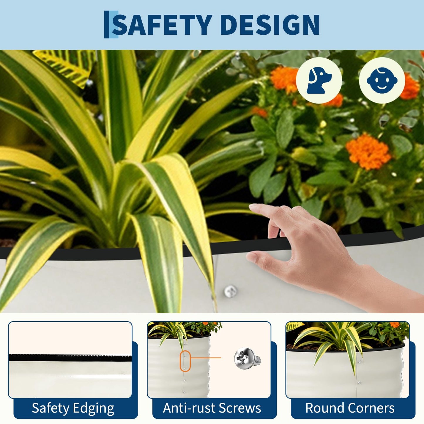 CABIHOME 2 Pcs Raised Garden Beds, Galvanized Steel Outdoor Planter Box, Rust Resistant Easy Assembly Garden Box, Durable Raised Beds for Vegetables, Flowers & Outdoor Plants