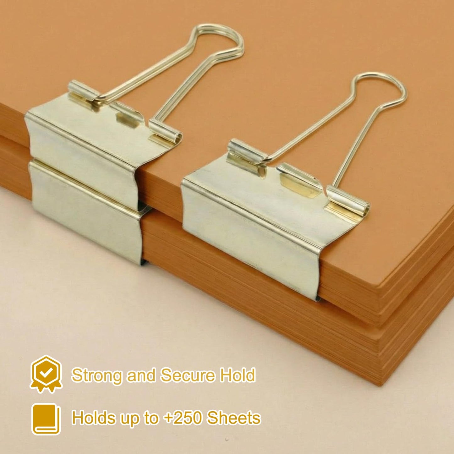 Frienda 12 Pack 2 Inch Extra Large Binder Clips Big Paper Clamps Metallic Large Paper Clips with Grip Reusable Office Organization Supplies for School Office Home (Gold)