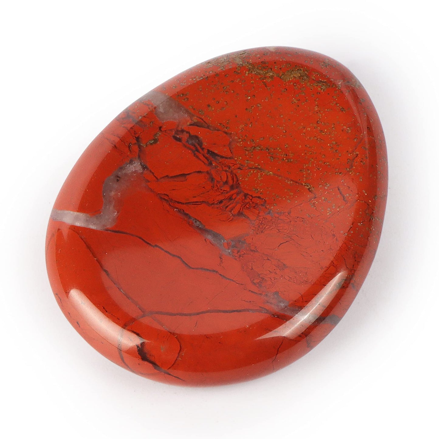 Artistone Red Jasper Crystal Thumb Worry Stone Hand Carved Crystal Pocket Palm Stone for Anxiety Stress Relief, Meditation Reiki, Water Drop Shaped