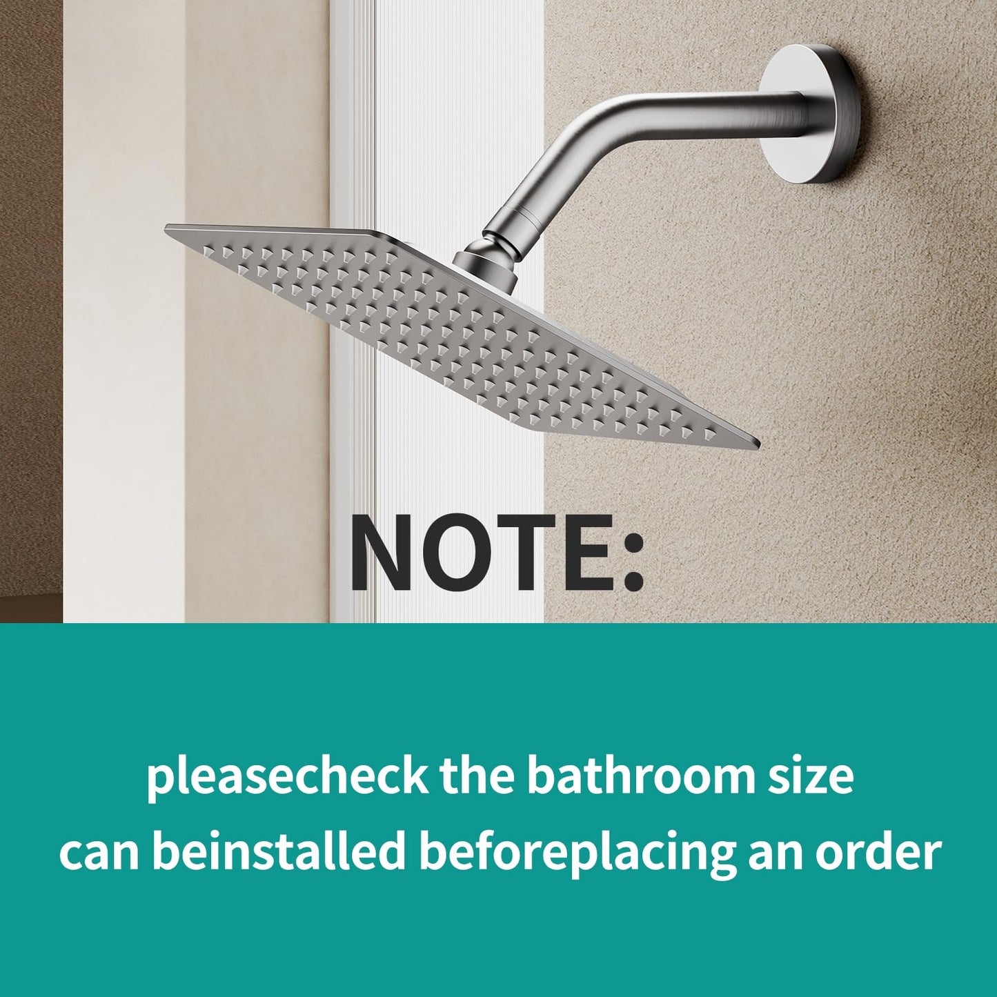 AULEEND Square Rain Shower Head, High Flow Stainless Steel,Work with any decorative style，All Metal Rainfall Shower Head (Brushed Nickel, 8)