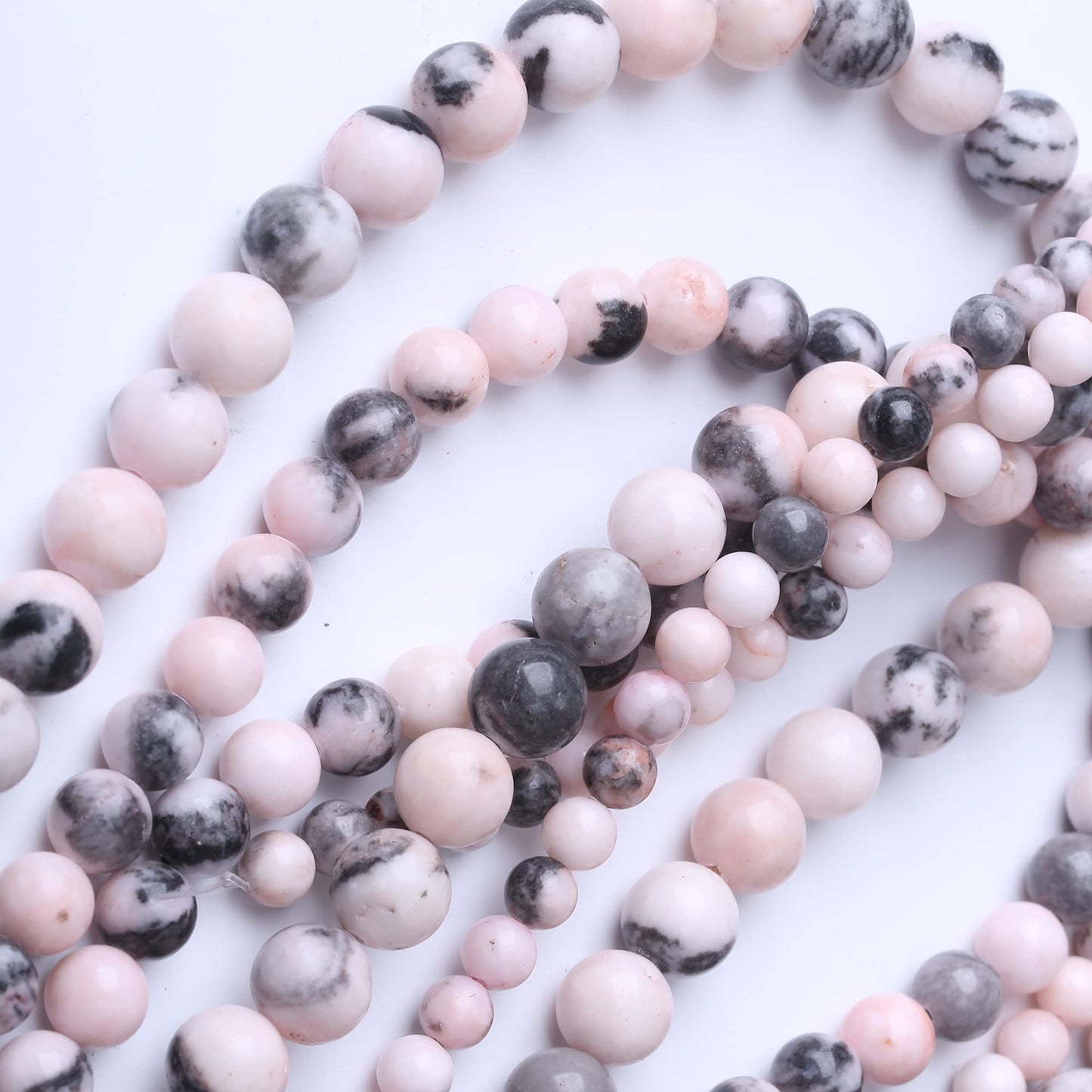 8MM Pink Zebra Jaspers Round Loose Beads Natural Gem Beads Crystal Energy Stone Beads for Jewelry Making DIY Bracelet Necklace