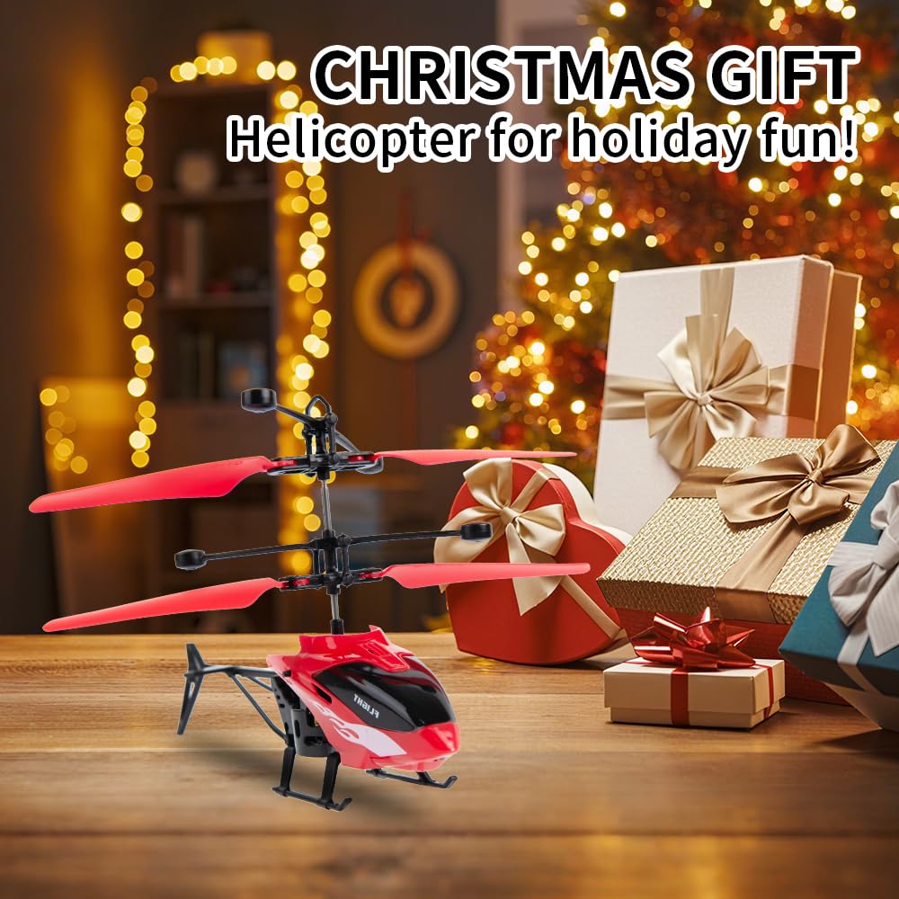 Remote Control Helicopter, Gesture Sensing Indoor Flying Helicopter Toys,RC Airplane for Teenages with 10Mins Flight, RC Helicopters for Kids with Light,Birthday Gifts for Boys and Girls (Red)