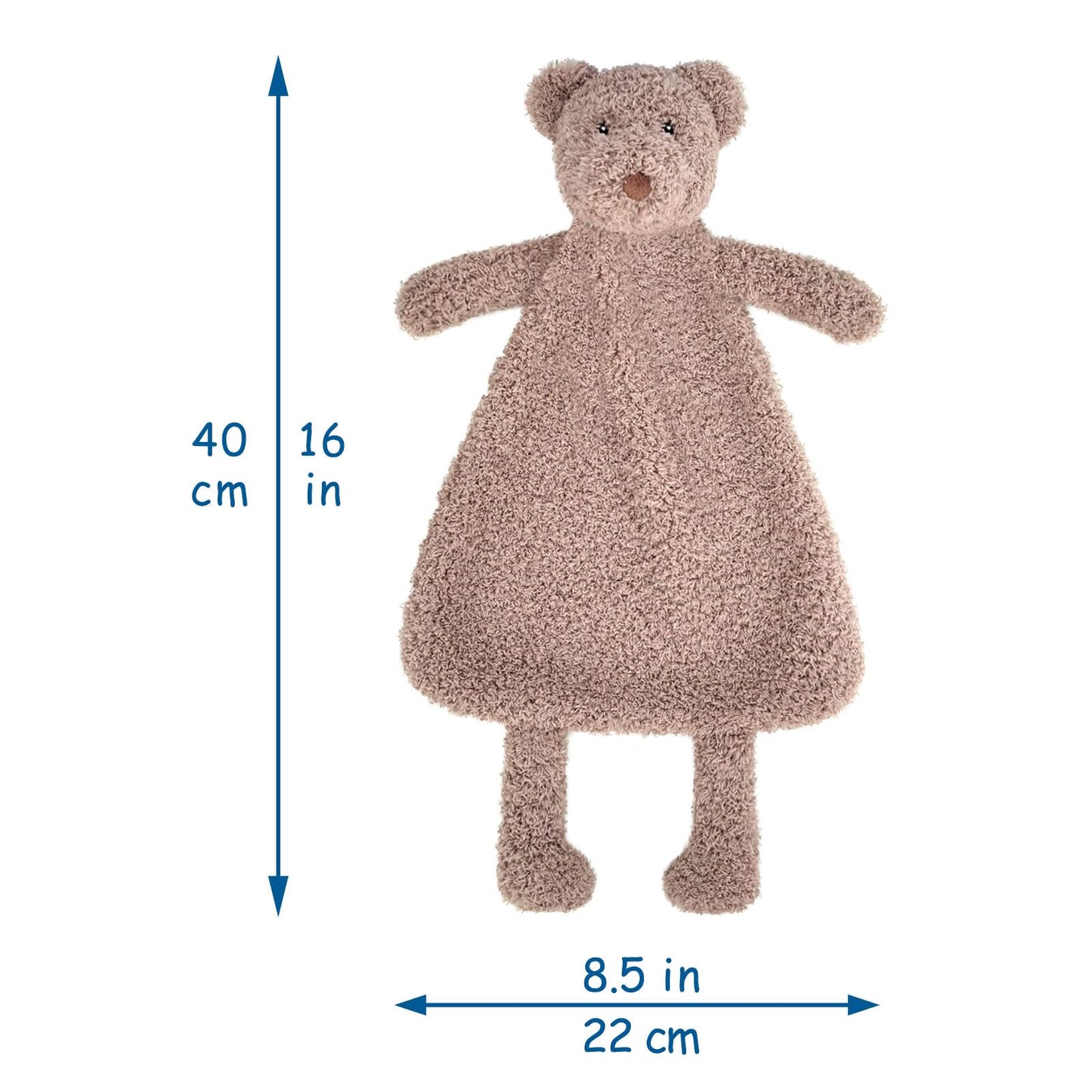 Doindute Baby Brown Teddy Bear Stuffed Animal Security Blanket, Soft Plush Bear Character Lovey Blanket, Baby Shower/Nursery Gift, Newborn Infant Toddler Snuggle Blankie for Boys Girls, 16 Inches