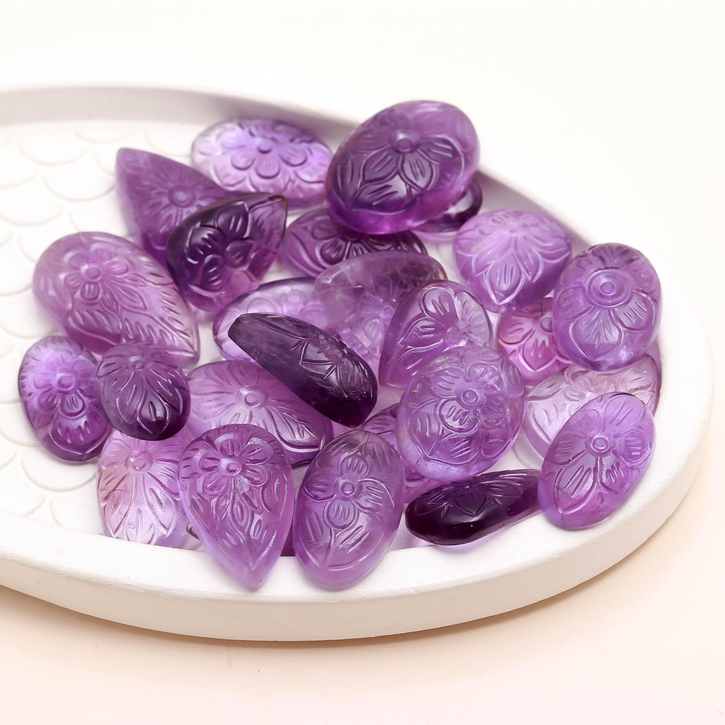 TGH Natural Amethyst Gemstones Carving Wholesale Cabochons Lot, Jewelry Making Loose Gemstone, Polished Gems, DIY, Wire Wrapping, Reiki, Wikka, Healing Crystals, Bulk Gemstone Deal, Pack Of 3