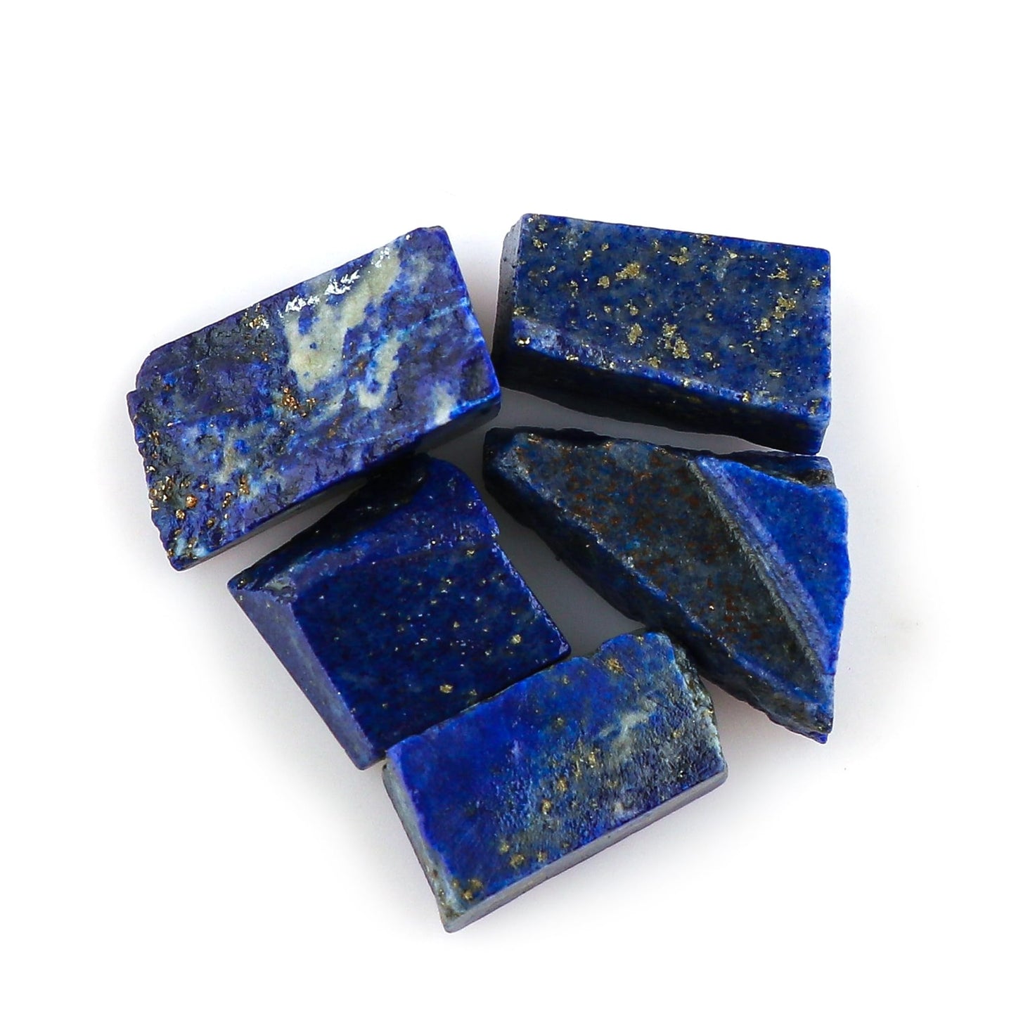 CRYSTALINES 5pcs Wholesale Natural Raw Lapis Lazuli Gemstone, Untreated Rough Stone, Bulk Loose Supplies, DIY Crafts, Jewelry Making, Chakra Healing Crystals, Birthstone Gem Collection, AAA Grade