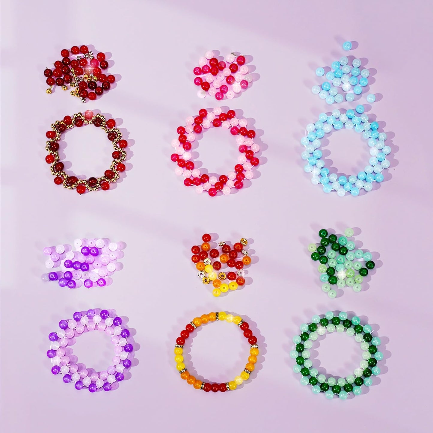 Sunlode Glass Beads for Bracelets 1400pcs Bracelet Making Kit 6mm Glass Bead for Jewelry Making Bracelet Beads 24 Colors Crystal Beads Adult Jewelry Making Supplies Round Glass Beads for Crafts