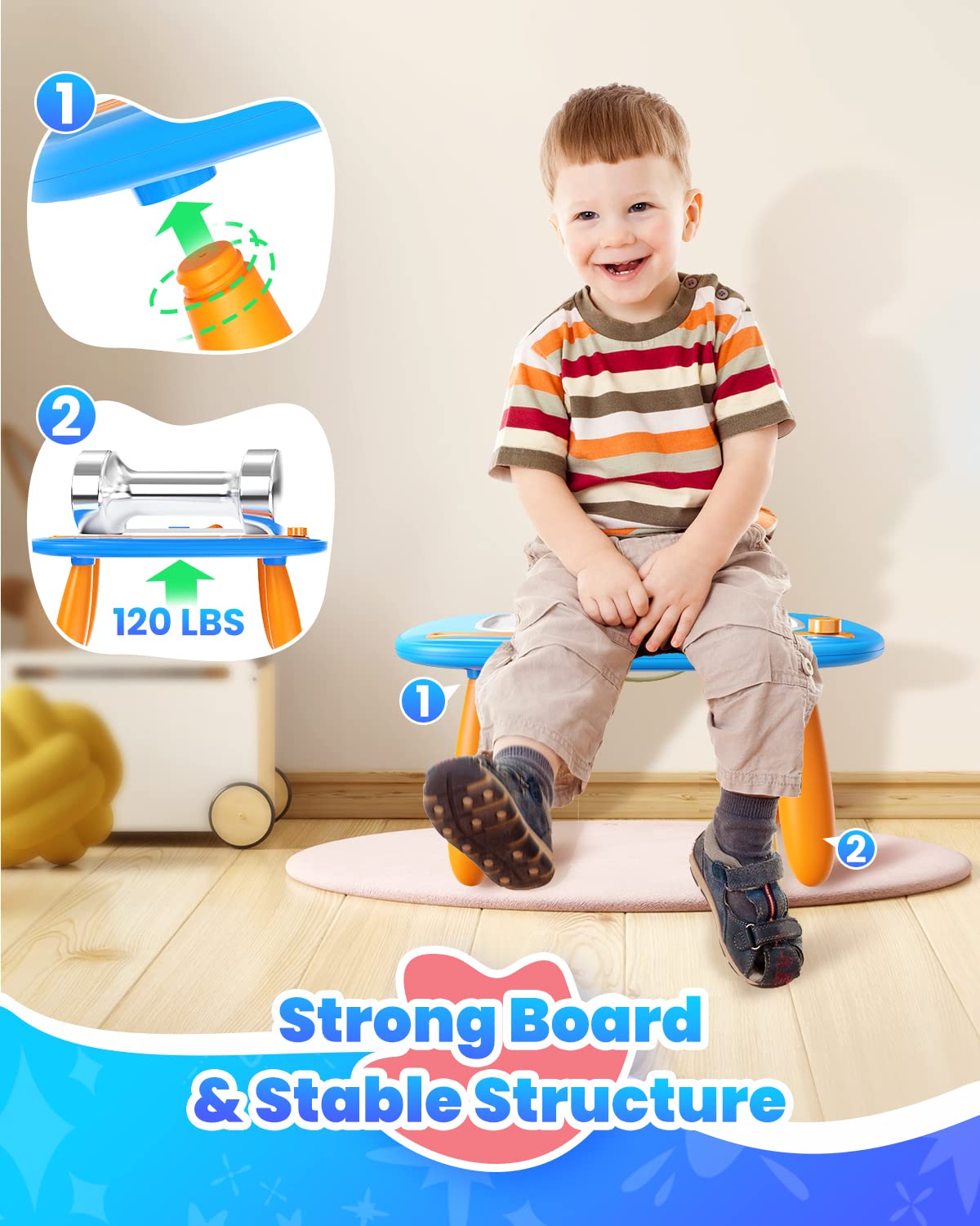 Seimome Toddlers Toys Ages 1-3, Magnetic Drawing Board, Doodle Board Pad Learning and Educational Toys for 18 Months Baby, 1-3 Yr Kids Birthday Gifts - Blue
