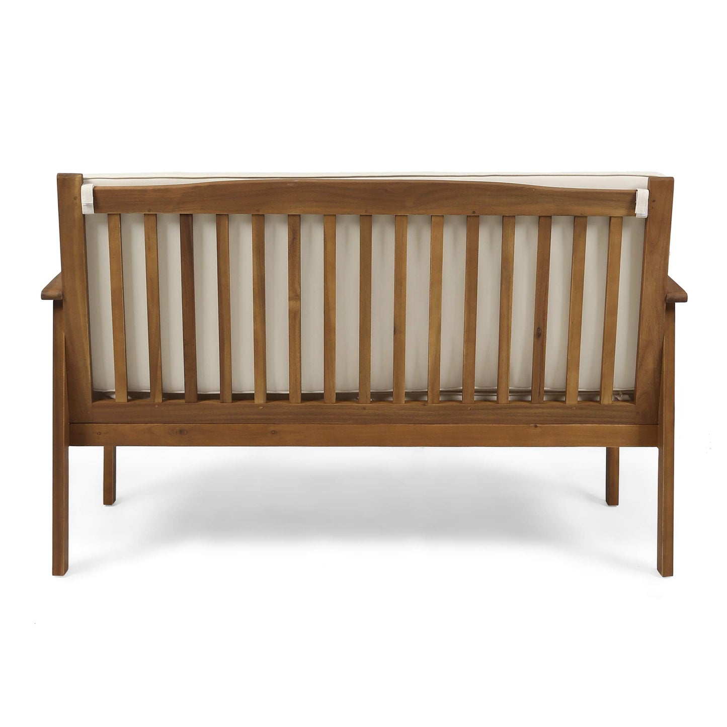 Christopher Knight Home Grace Outdoor Acacia Wood Loveseat, Brown Patina Finish and Cream
