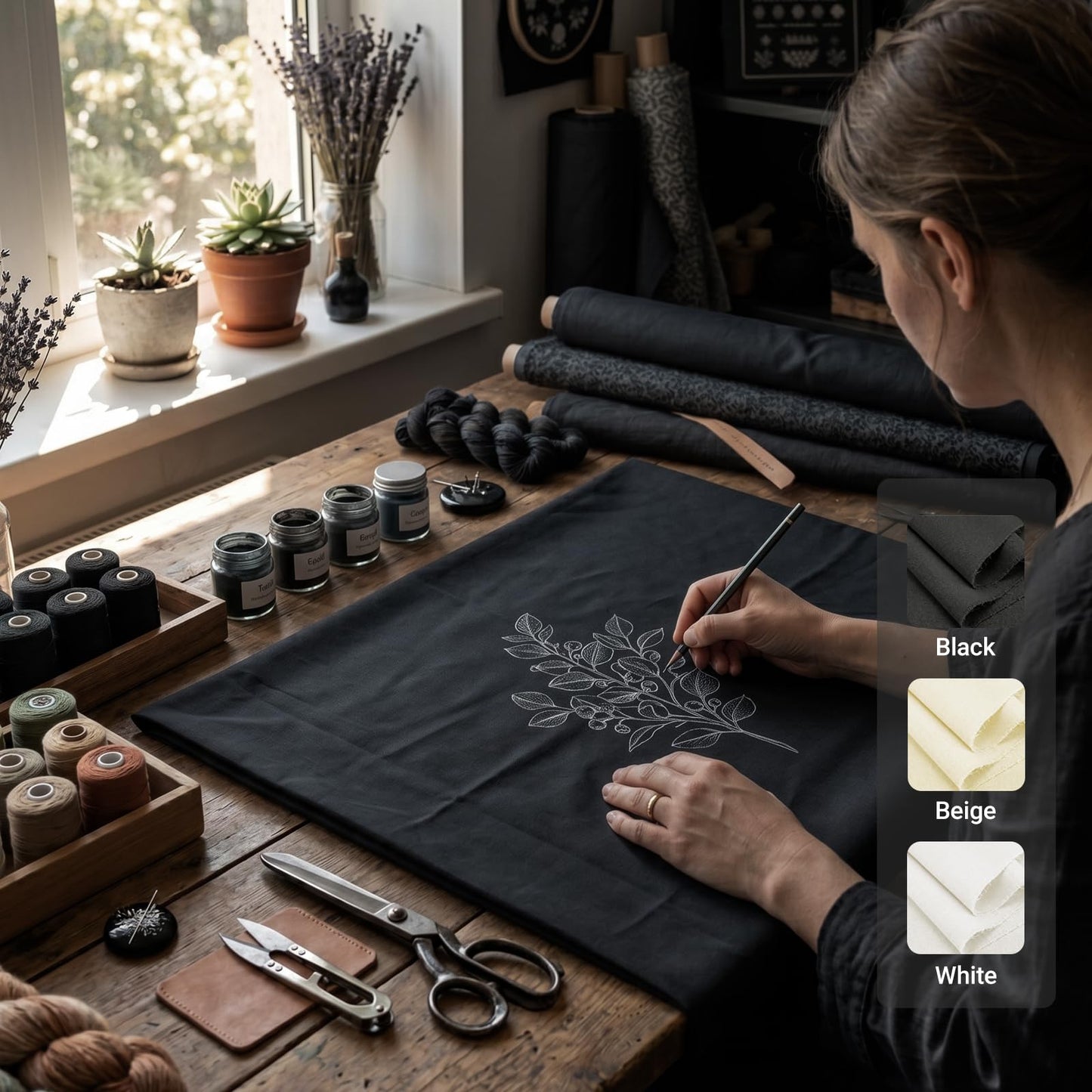 Q&J Fabric Co. 5 Yards Black Canvas Fabric by the Yard 8oz 400D Cotton Blend Canvas Material 59 Inch Wide for Sewing DIY Crafts Home Decor Tote Bags