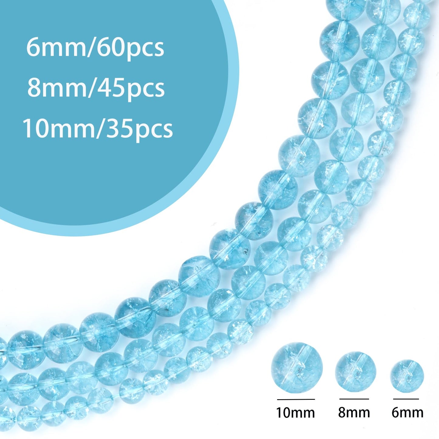 Siomia 60pcs 6mm Natural Blue Topaz Gemstone Beads Energy Healing Crystal Round Loose Stone Beads for Jewelry Making, DIY Bracelets Necklaces