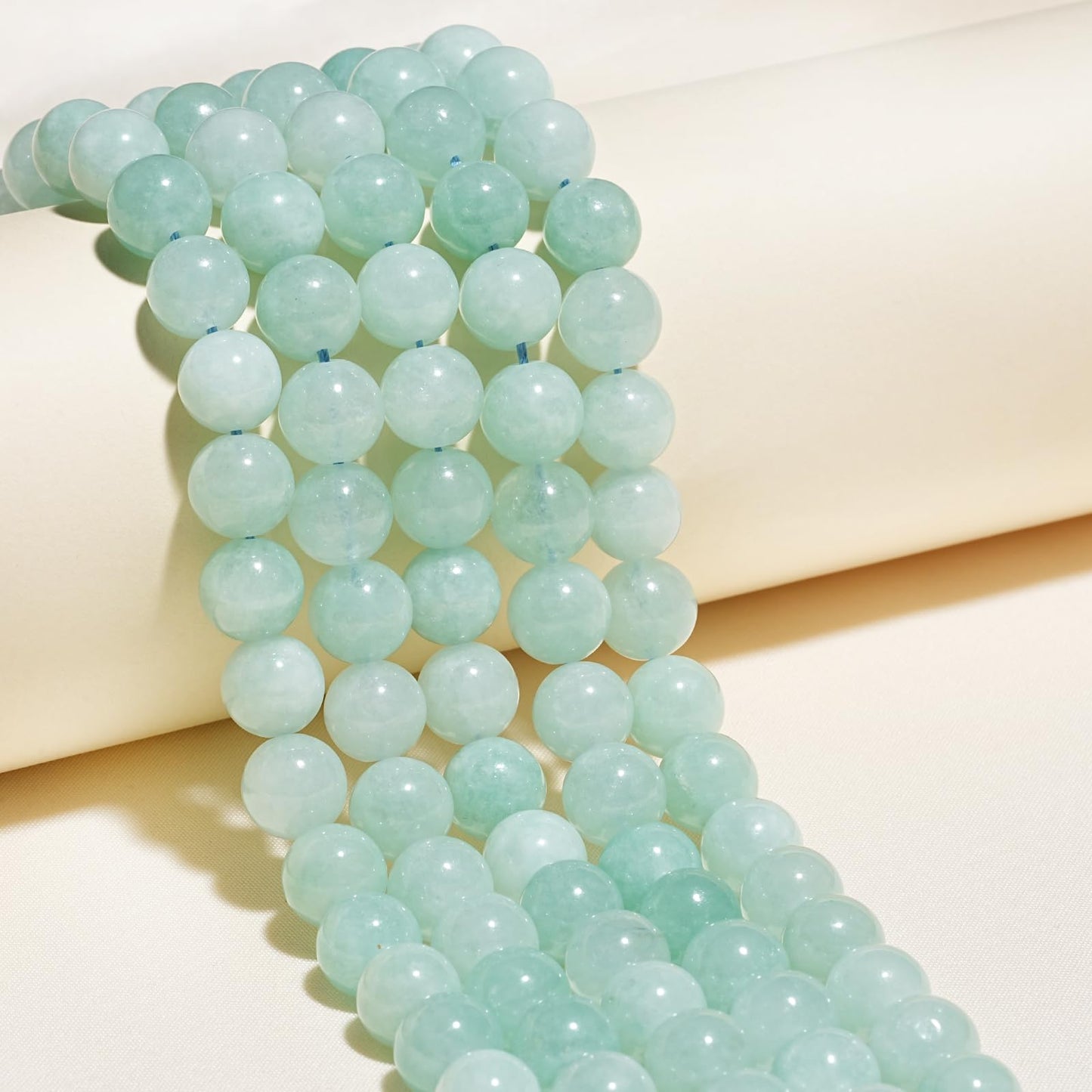 10mm Natural Cyan Angelite Gemstone Beads Polished Round Smooth Stone Beads for Bracelets Jewelry Making 15inch Loose Beads