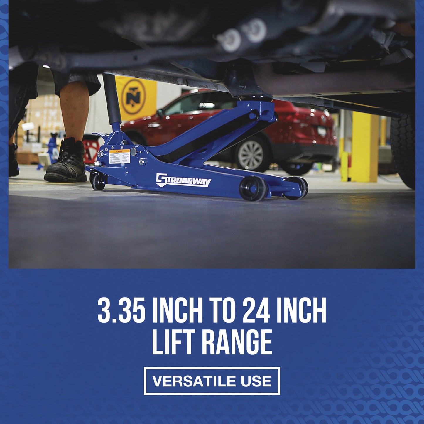Strongway Long-Reach, Low-Profile Professional Service Floor Jack — 3-Ton Capacity