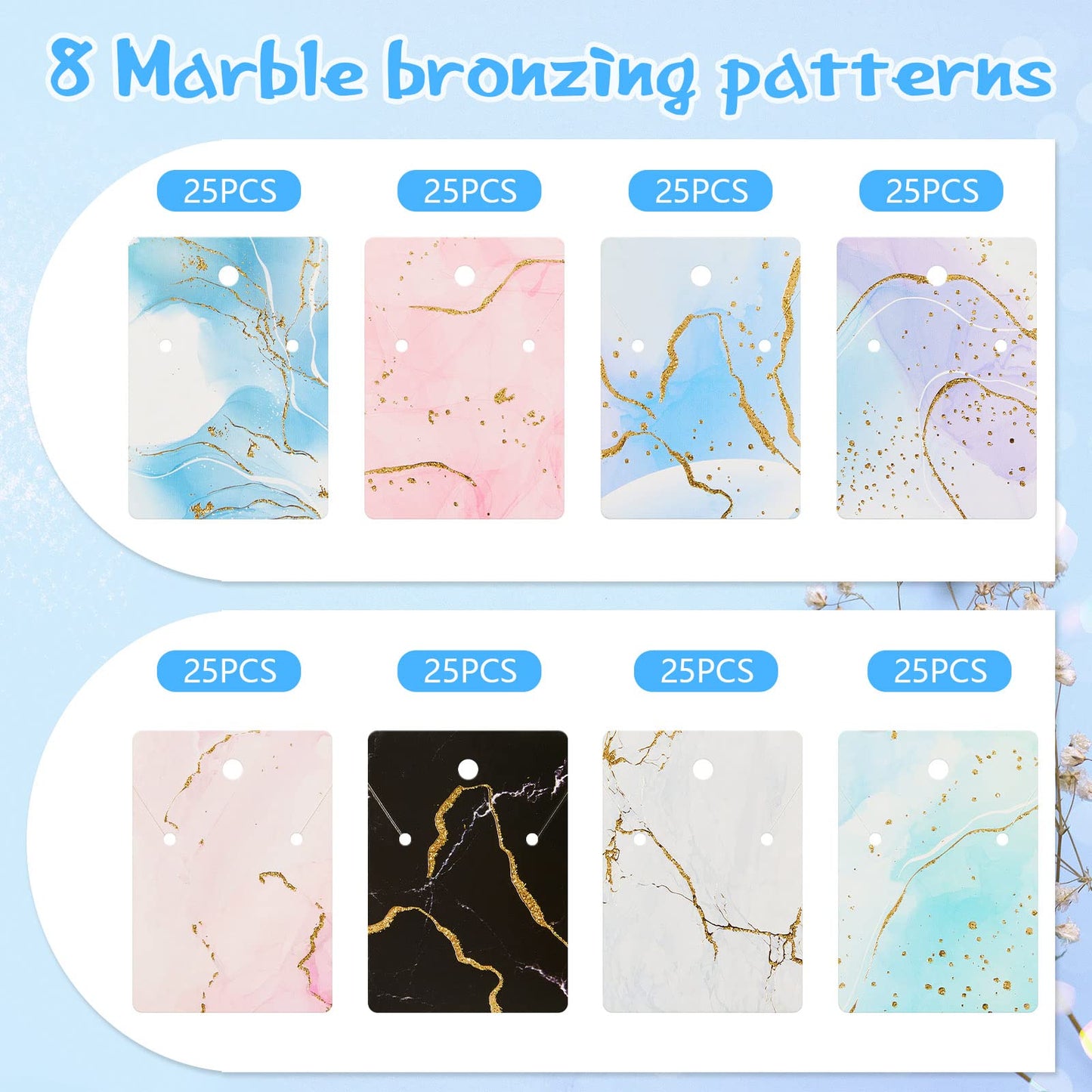 Hicarer 800 Pcs Marble Earring Cards with Holes Backs and Jewelry Packaging Bags Earring Cards for Selling Jewelry Display Card Holder for DIY Necklace Display, 2 x 2.8 Inches