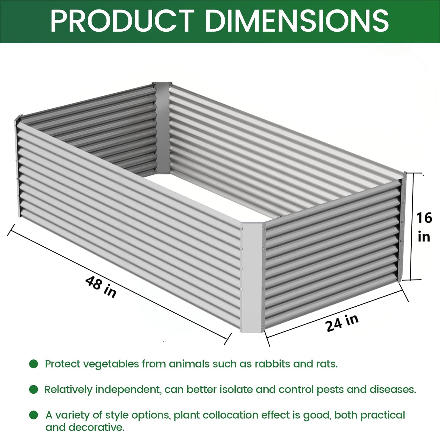 FRIZIONE 3PCS Tall Galvanized Raised Garden Bed Outdoor,Steel Garden Bed for Vegetables,Above Ground Garden Box for Flower,Metal Raised Beds for Gardening - 4x2ft