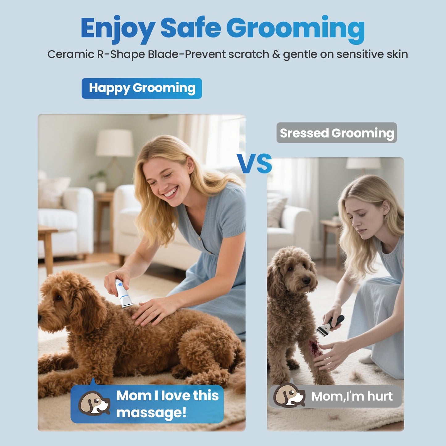 PETYGO 2-in-1 Dog & Cat Grooming Kit - Rechargeable Cordless Pet Hair Clippers with Nail Grinder & Paw Trimmer & 4 Guide Combs, Low Noise Dog Clippers for Grooming Small Medium Pets