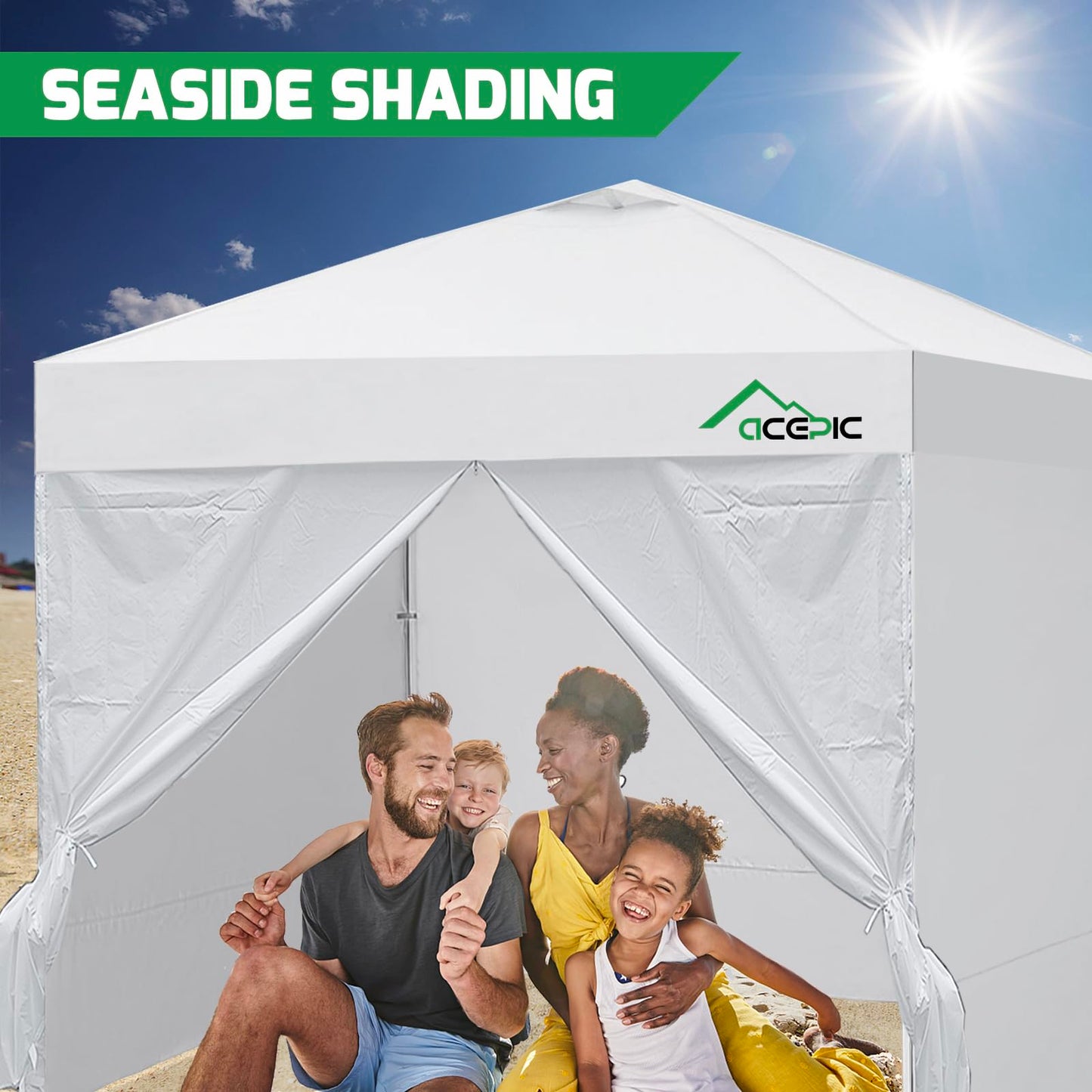 Acepic 10x10ft Canopy Sidewalls with Door for Pop Up Canopy Frame,Waterproof UV Protection Material for Outdoor Events, Courtyard, Vendor Booths(White, 4PCS Sidewalls Only, Canopy Tent NOT Included)