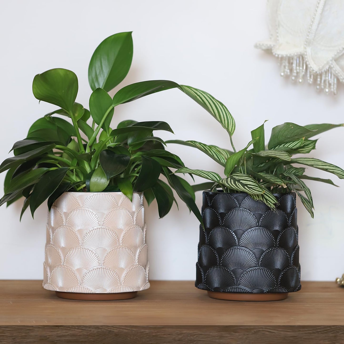GUGUGO Pearl Sage Green Scale Planter, Cute Unique Plant Pot with Drainage, Eclectic Colorful Small Flower Planters Pots for Indoor & Outdoor Plants, Rainbow Funny Succulent Gardening Pot Gifts