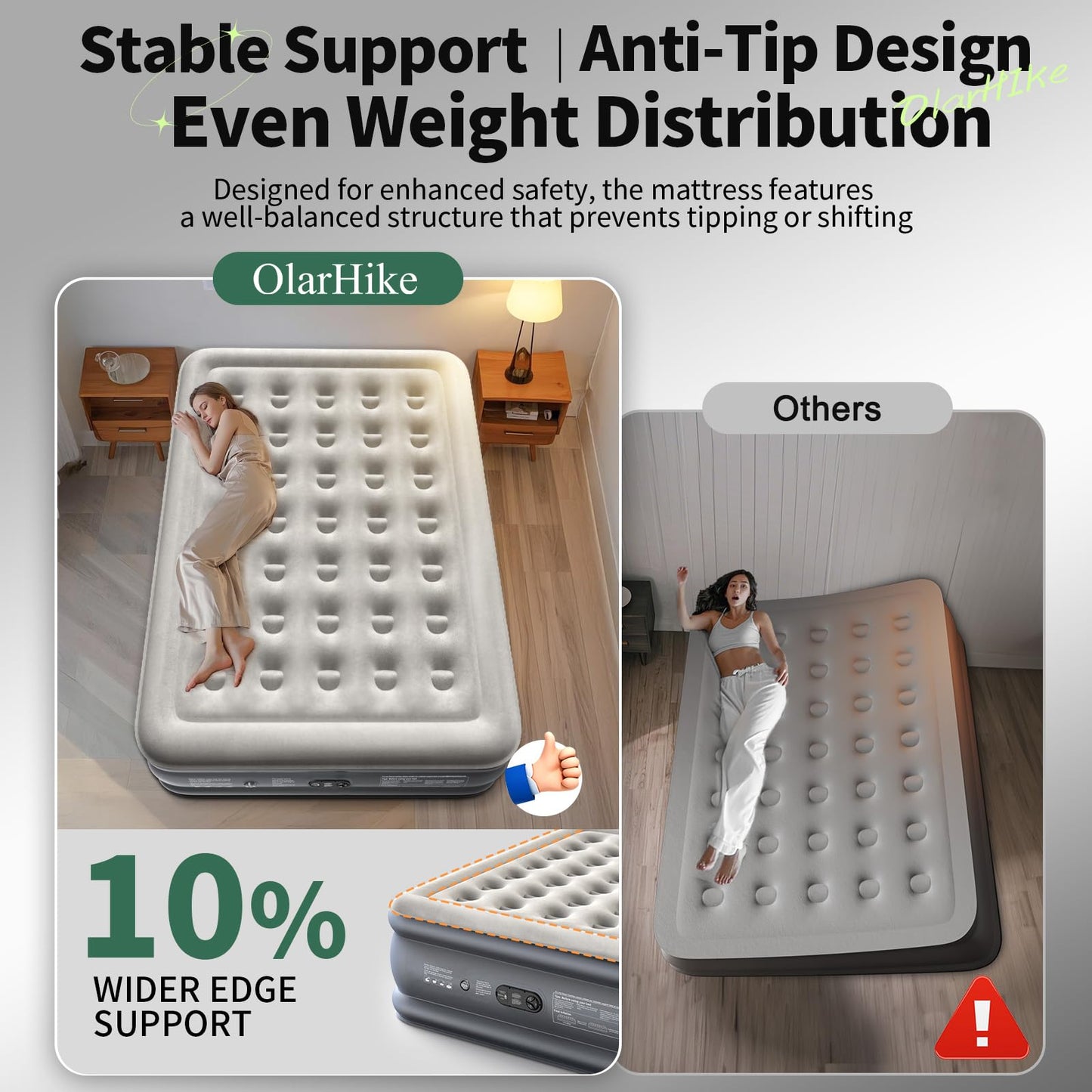 OlarHike Air Mattress Queen with Built in Pump, Inflatable Mattress Blow up Mattress, 18" Colchones Inflables Foldable Air Bed for Guest & Home, Ideal for Camping, 700lbs,Gift for mom