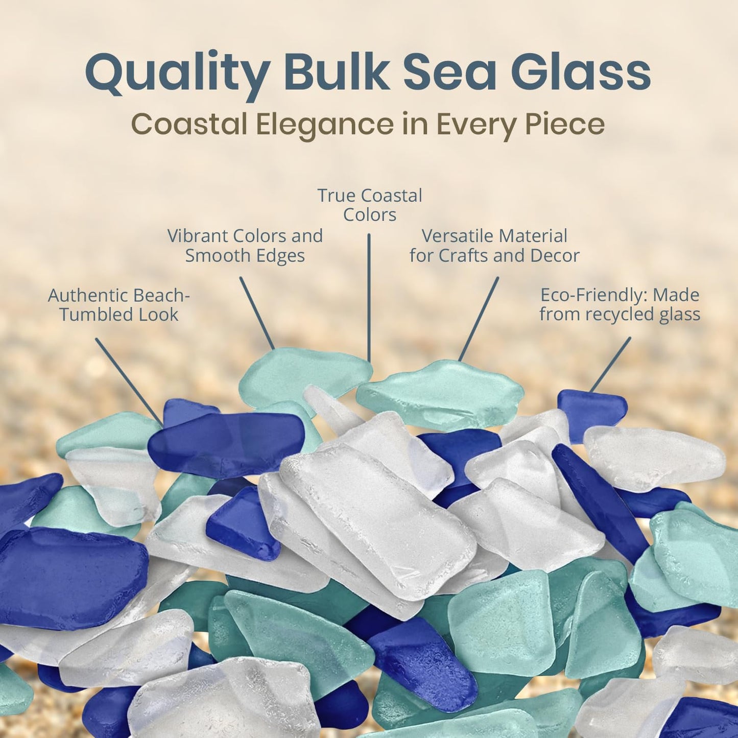 Sea Glass for Crafts – 11oz Cobalt Blue, Aqua & White Seaglass, Beach Glass for Crafts, Sea Glass Decor, Broken Glass Pieces for Crafts, Glass Pieces for Crafts, Wedding, Coastal DIY Projects
