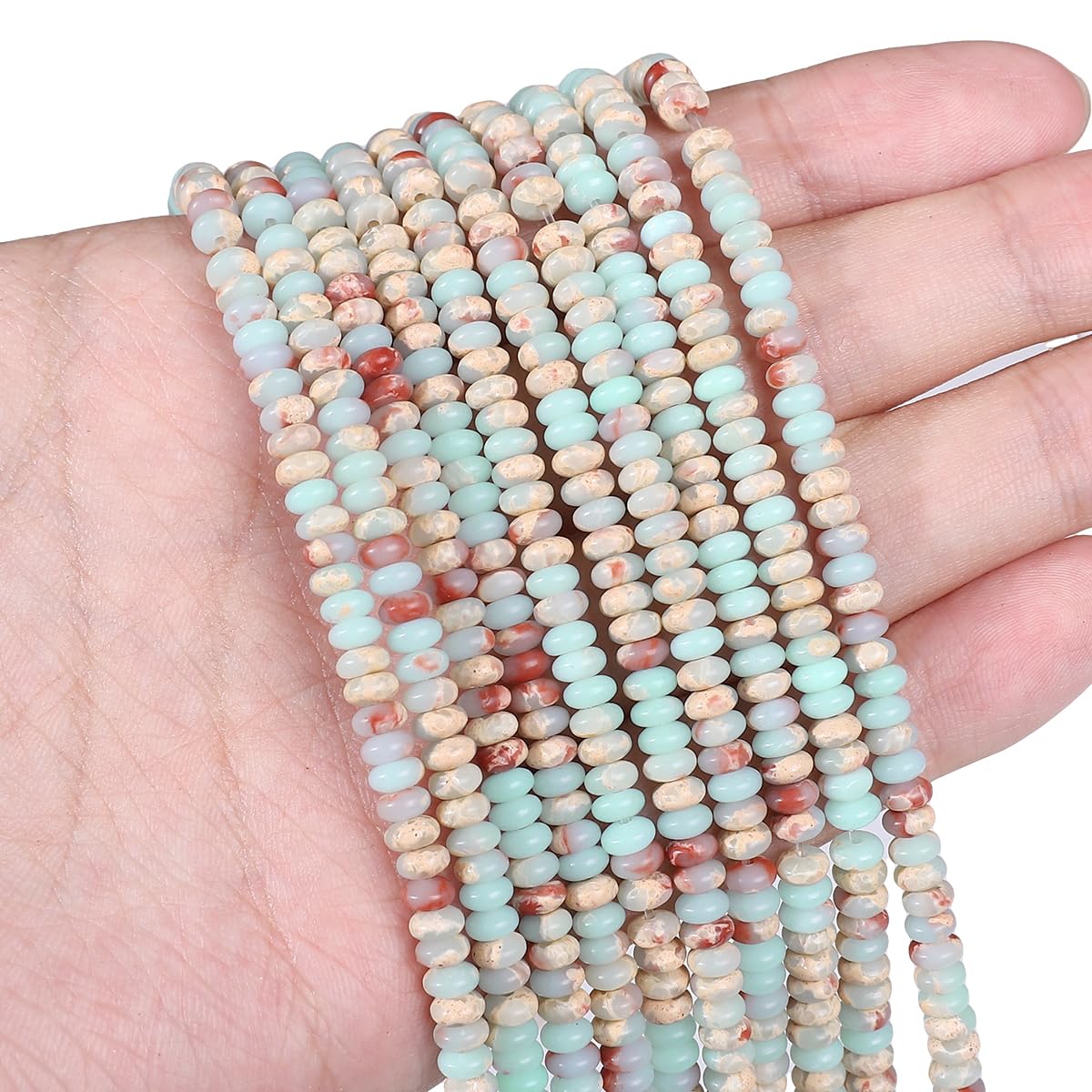 BEADIA Natural Shoushan Disk Stone Beads 4x2mm 160pcs Rondelle Loose Semi Gemstone Beads for Jewelry Making Design