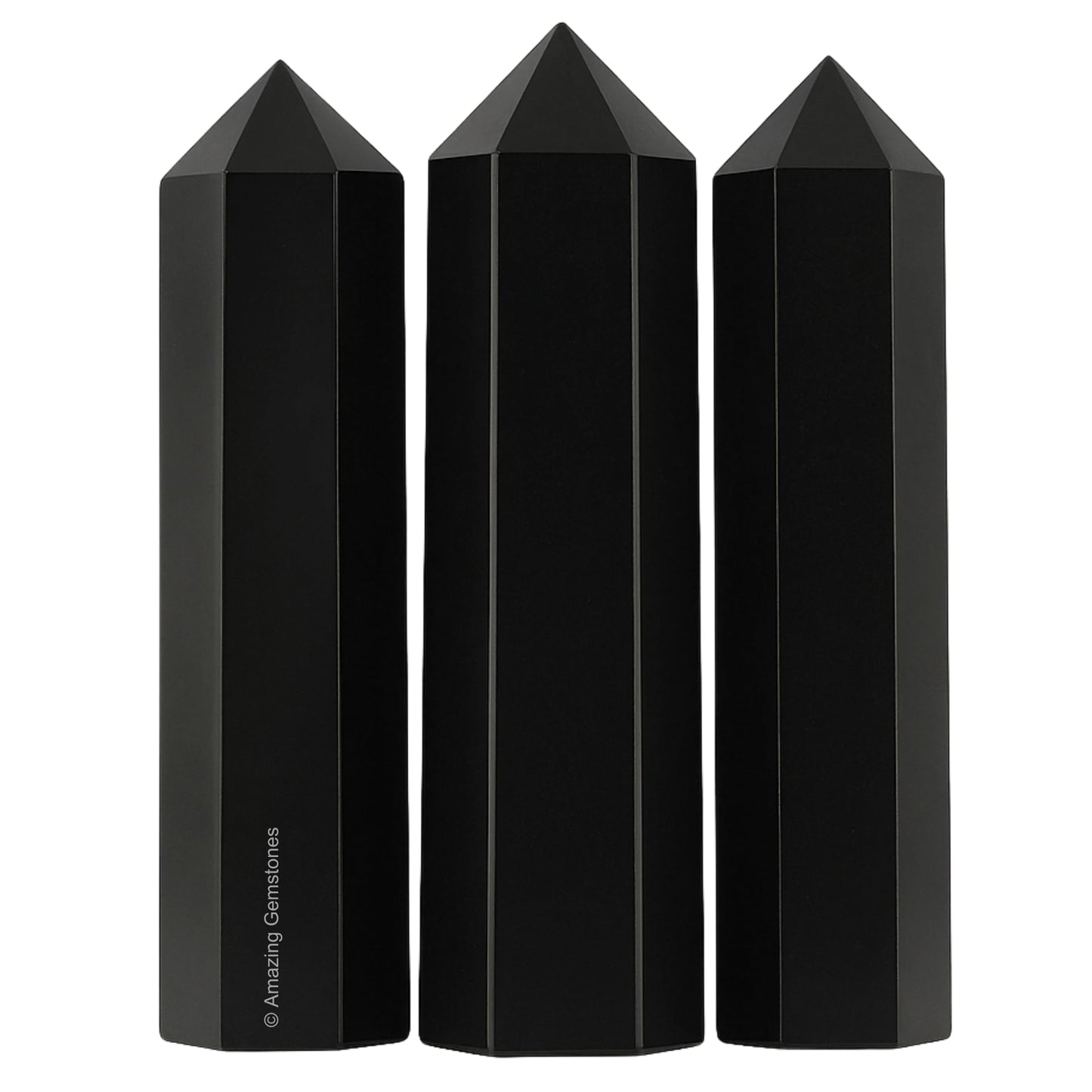 Amazing Gemstone Black Obsidian Crystal Points Bulk Healing Crystals and Stones - Pack of 3 Single Terminated Healing Wand Point Bulk Crystals for Crafts, Crystal Grid, DIY Work - Premium Crystals