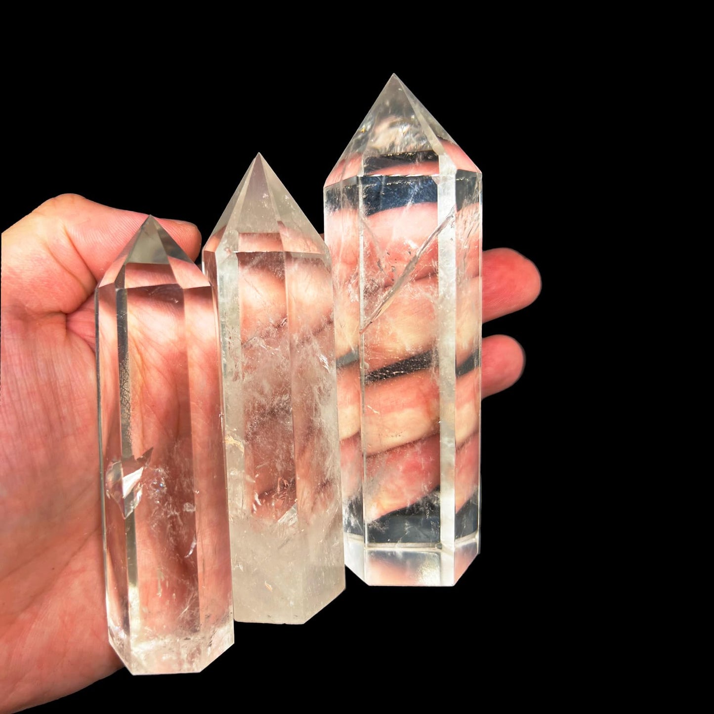 Natural Clear Quartz Crystal Point Tower, Medium 3.5''-3.9''(9-10cm) Hand Polished, Meditation Focus Stone, Modern Home Decor & Gift Box (1PC)
