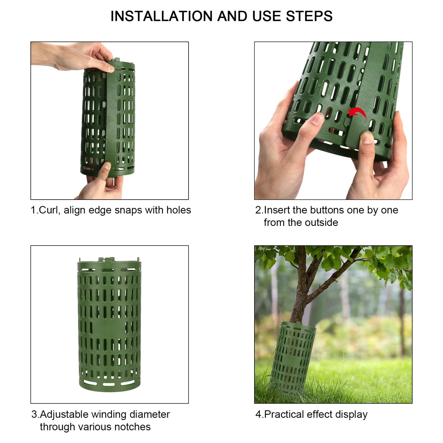 USEDGDIG 8 Pack Tree Trunk Protector Extendable Plant Guard Protectors 15" x 10" Tree Wraps to Protect Bark Heavy Duty Tree Protectors from Wildlife, Pruners, Mowers, and Rodents