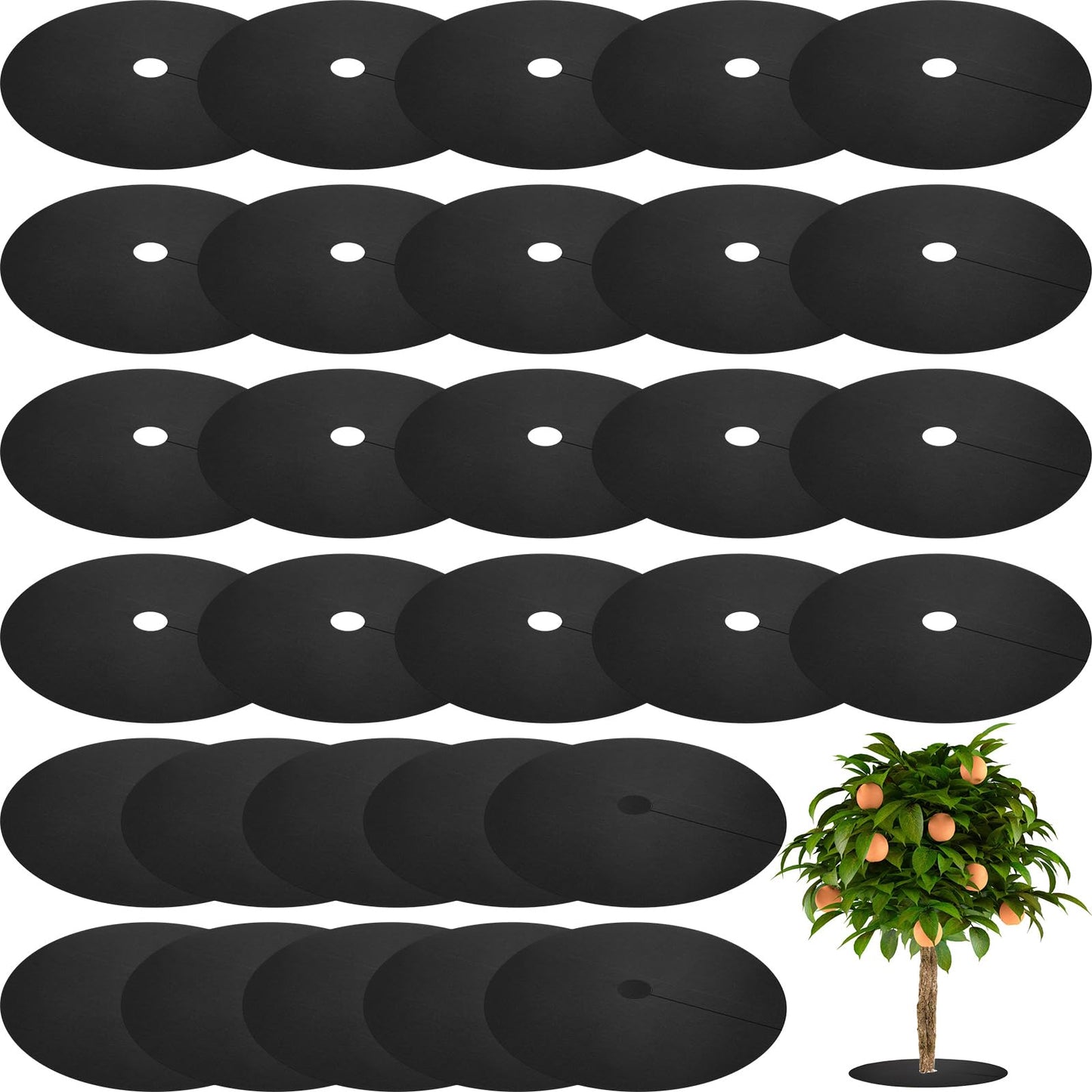 Macarrie 30 Pieces Weed Barrier Mats Non Woven Tree Mulch Ring Thickened Tree Protectors Mat Black Mulch Reusable Rings Landscaping Plant Cover Round Anti Grass Gardening Fabric Cover(16.5 Inch)
