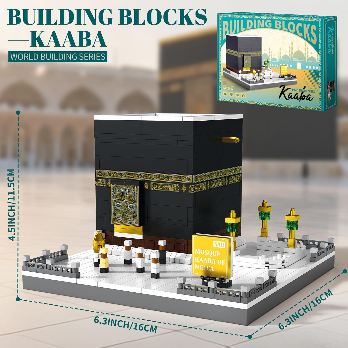 LQPFBSM Mosque Kaaba of Mecca Building Blocks Sets Islamic Architecture Model Toys for Adults and Kids World Famous Landmark Building Kits Eid Gifts for Muslim 446PCS