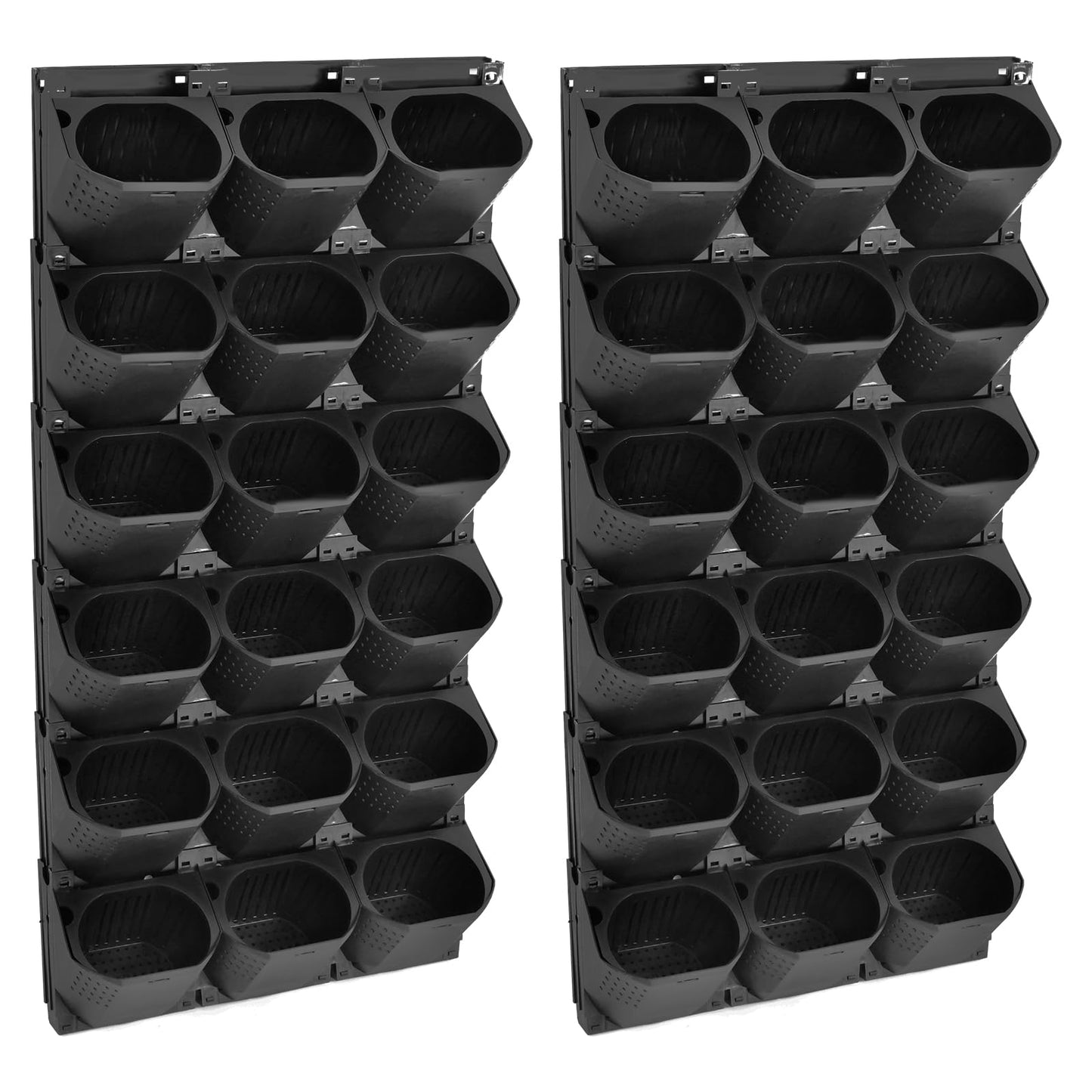 trggvvrt 36 Pockets Vertical Wall Planter, Wall Mounted Flower Pot Holder with 180LB Capacity,10.56 oz Self Watering Pots & 36 Non-Woven Bags for Indoor Outdoor Herbs,Flowers,Strawberries (Black)