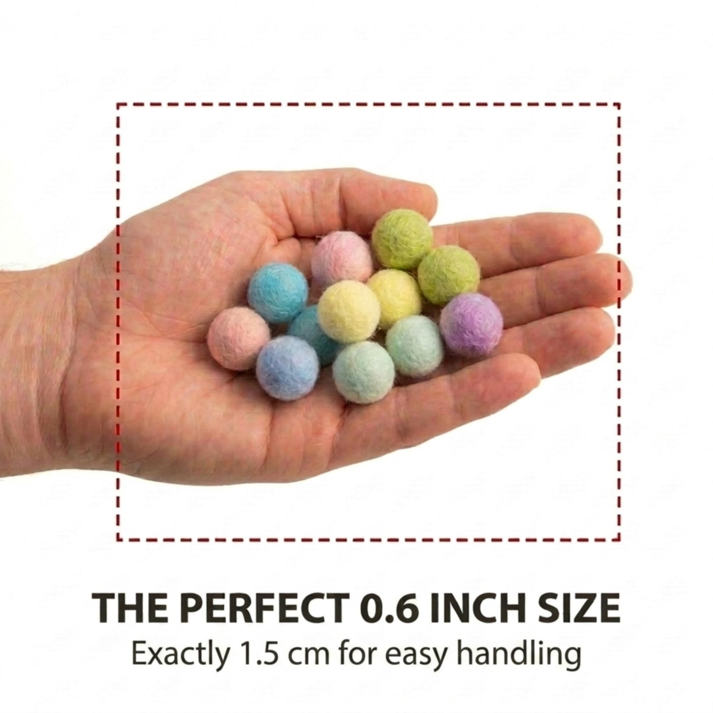 Glaciart One Felt Pom Poms, Wool Balls (240 Pieces) 1.5 cm – 0.6 Inch, Handmade Felted 40 Color (Red, Pink, Blue, Orange, Yellow, Gray, Black, Pastel and More) Bulk Small Puff for Felting and Garland