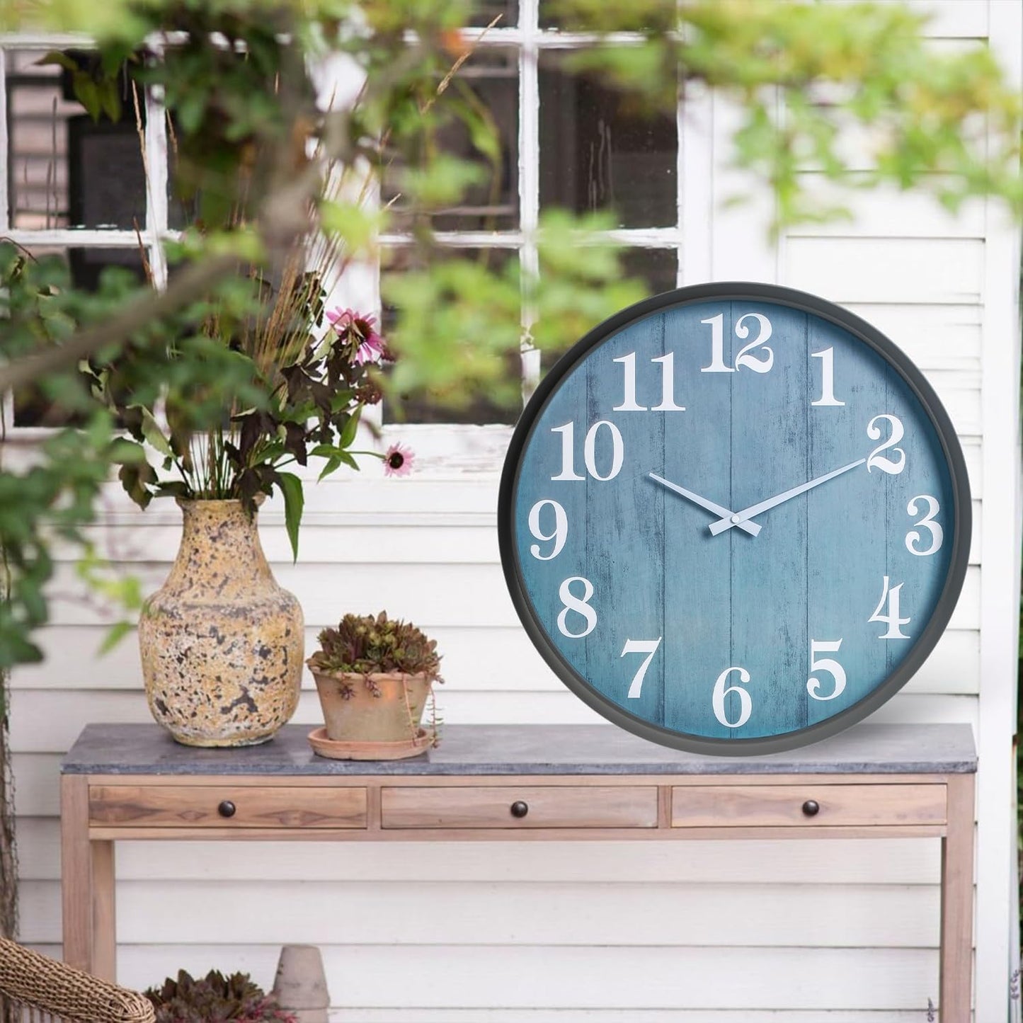 Large Outdoor Indoor Clock Waterproof,18 Inch Waterproof Oversized Wall Clocks,Silent Movement Battery Operated for Garden Patio Pool Room Office Decorative Gifts