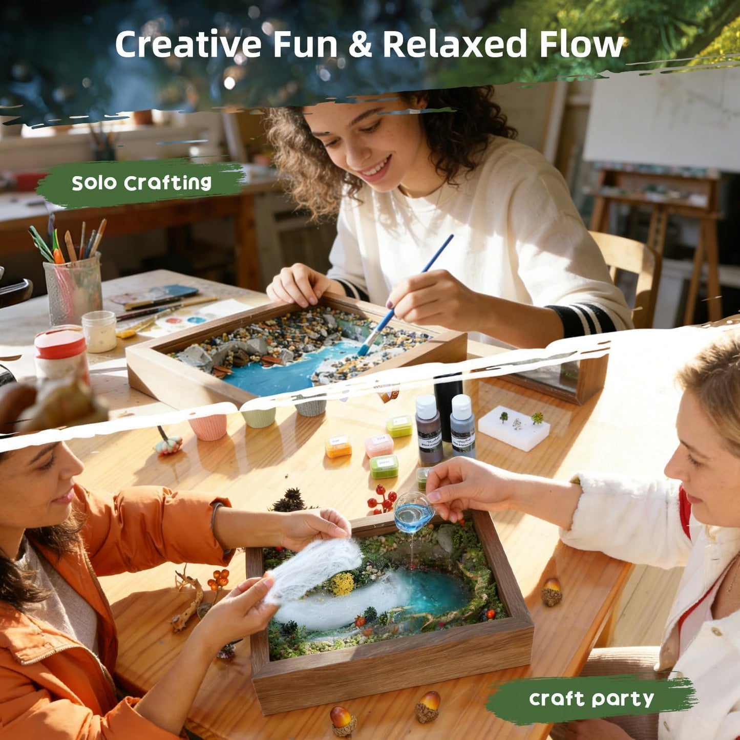 Microland Calming Craft Kits for Adults DIY Zen Forest Landscape Resin Craft Kit Fun Creative Crafting Set for Teens Women Relaxing Adult Activities on Ladies Night Crafty Artist Gift for Mom Birthday