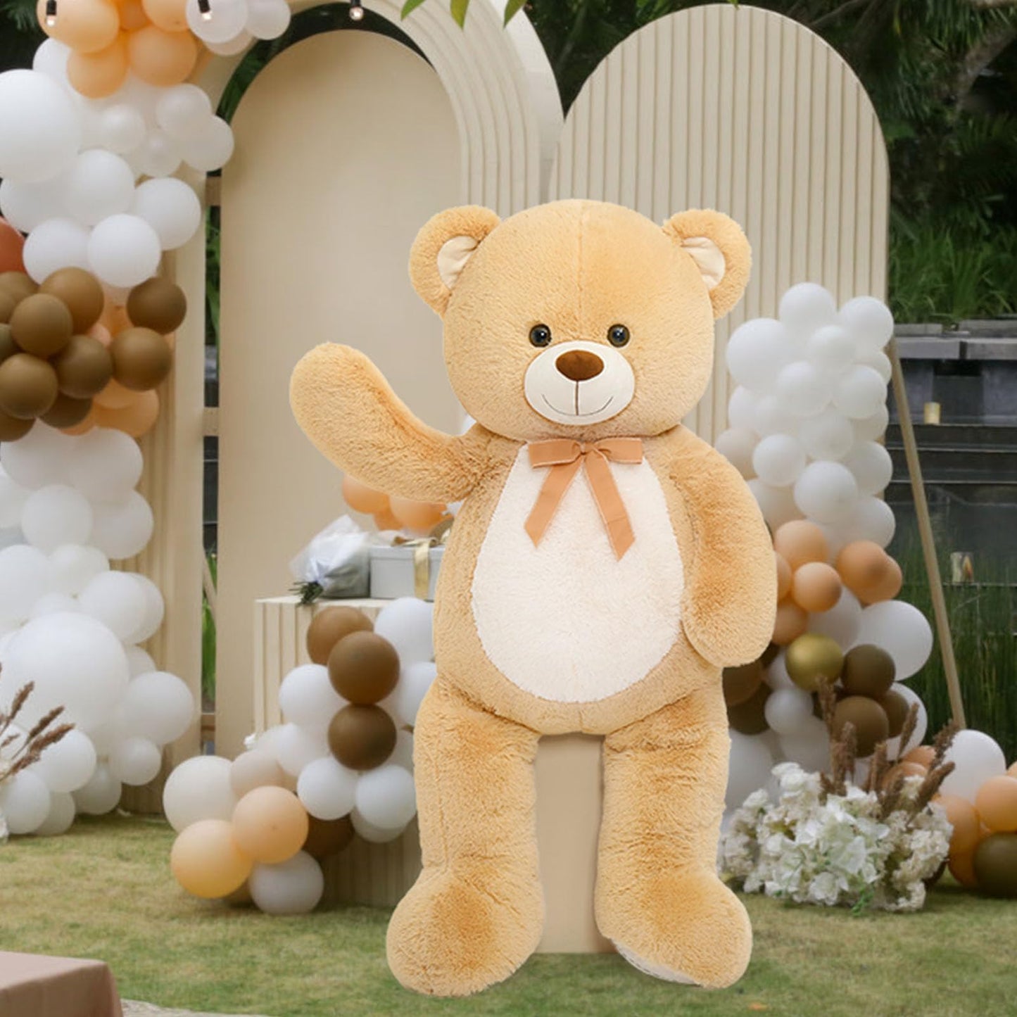 MorisMos Giant Teddy Bear Stuffed Animal 4 Feet,51 in Large Bear Gift for Girlfriend Boyfriend Wife Mom Fiancée, Big Plush Toy for Kid Birthday Christmas Baby Shower Decor,Tan