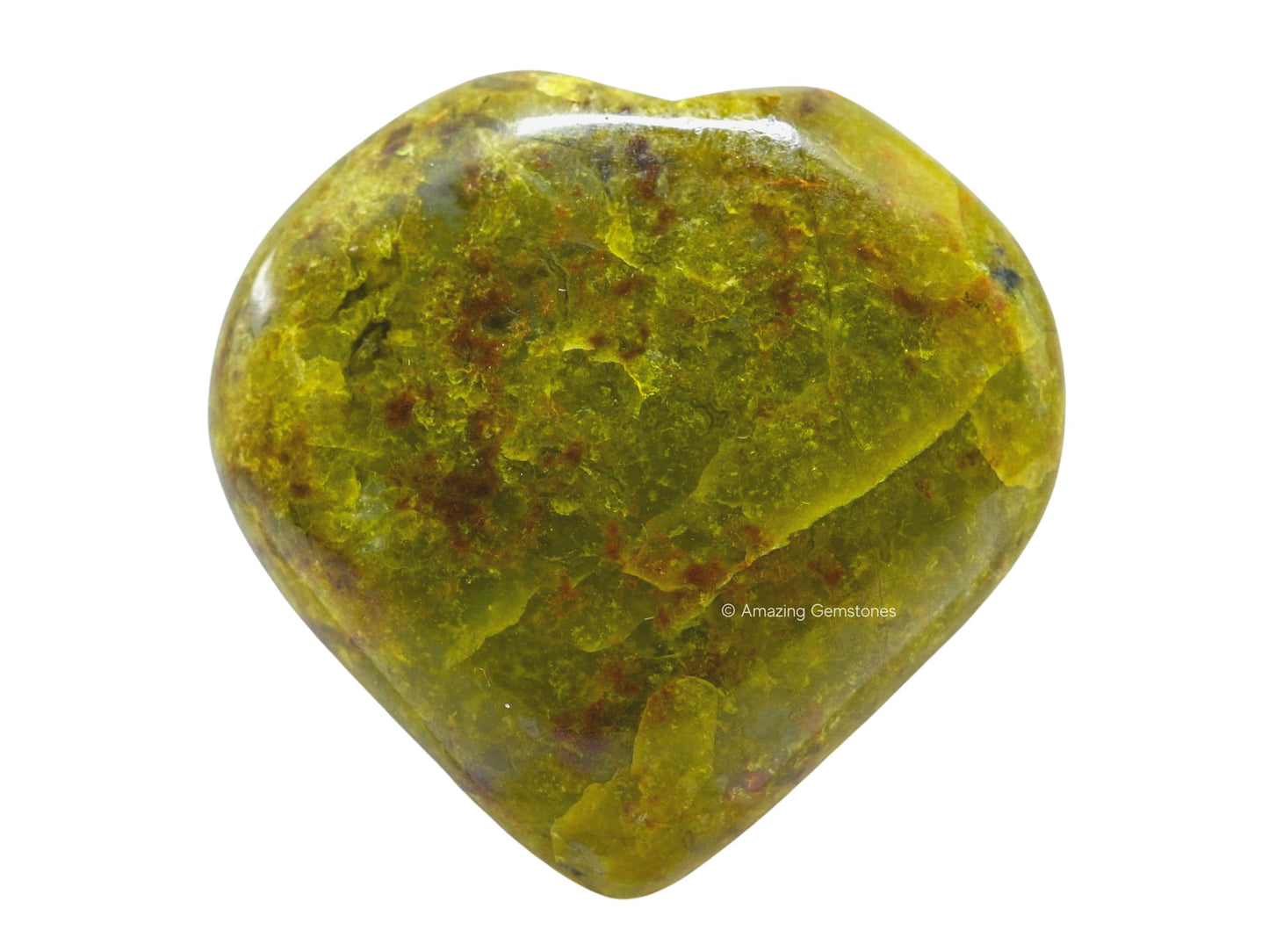 Amazing Gemstone Green Opal Crystal Heart Palm Stone - Pocket Massage Worry Stone for Natural Body Chakra Balancing, Reiki Healing and Crystal Grid