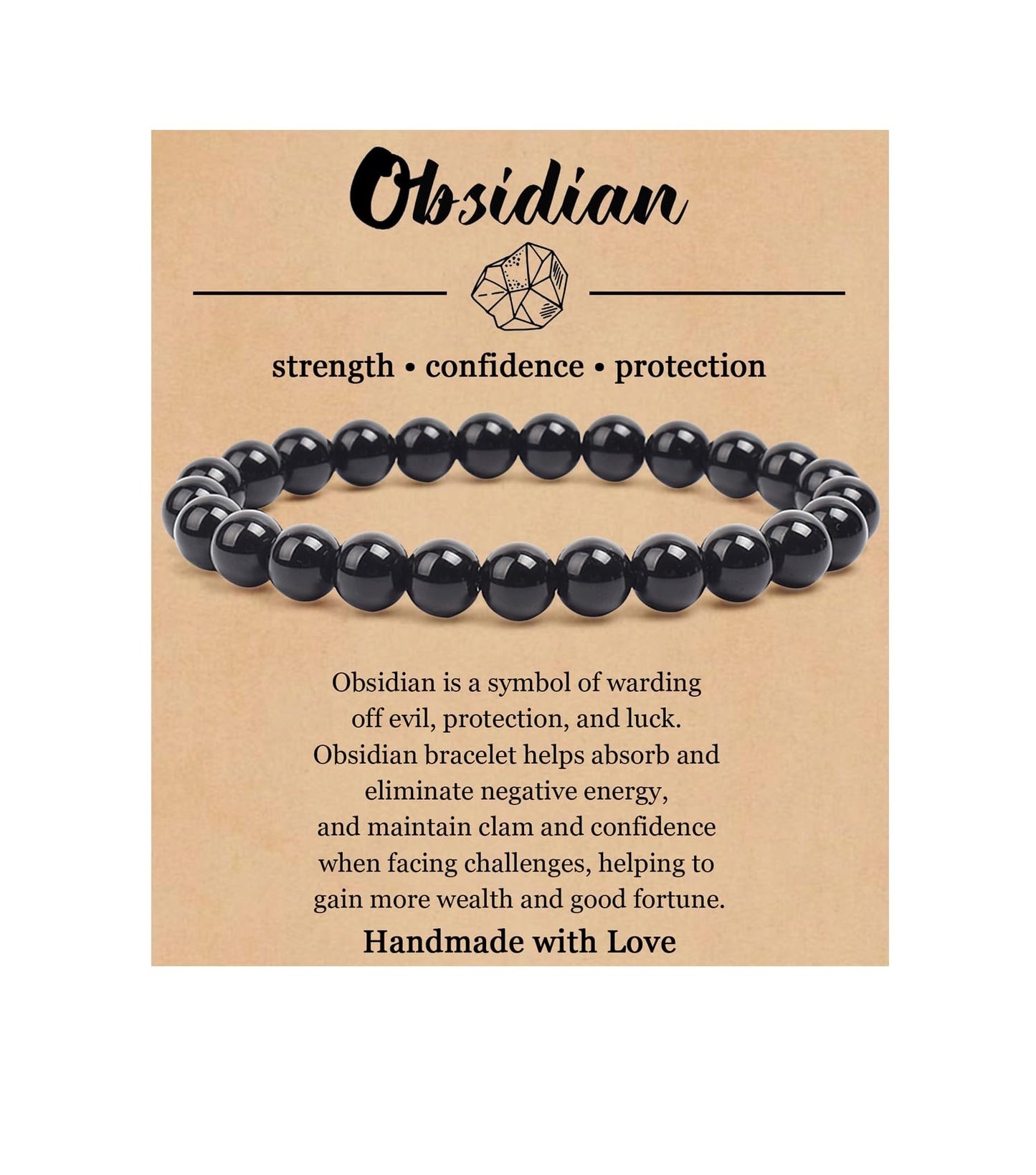 BOMAIL Natural Stone Bracelet for Women Men - 8MM Semi-Precious Gemstone Beaded Bracelet Healing Crystal Stretch Bracelet Yoga Bracelets Jewelry