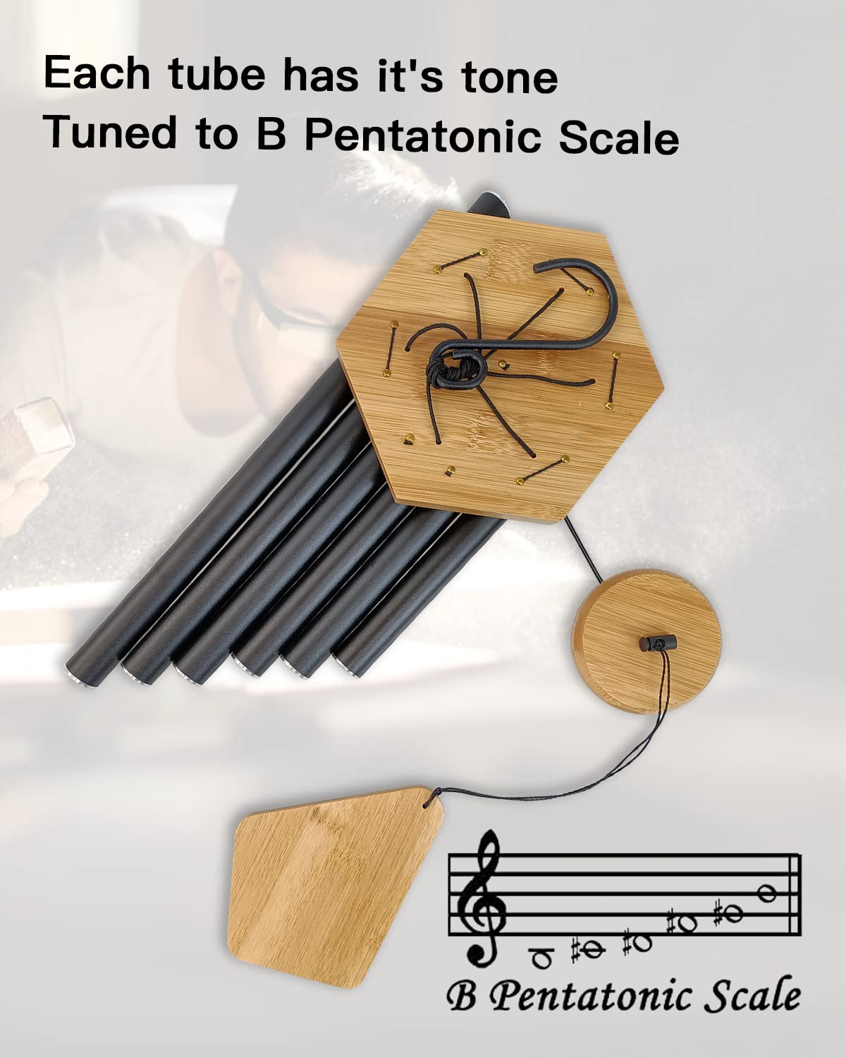 Wind Chimes 30 Inches Deep Tone Memorial Wind Chimes with Hook for Mother's Day/Housewarming/Christmas, Patio, Garden, Yard, Home Decor, Black