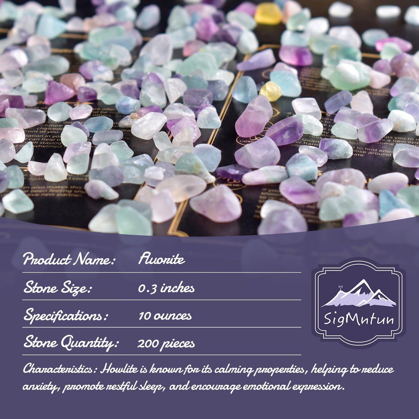 SigMntun Polished Fluorite Crystal Chips 200 Pcs - 0.3" 10 oz Tumbled Stone Chips Crushed Sea Glass Stones Healing Reiki Crystal Jewelry Making Home Decoration