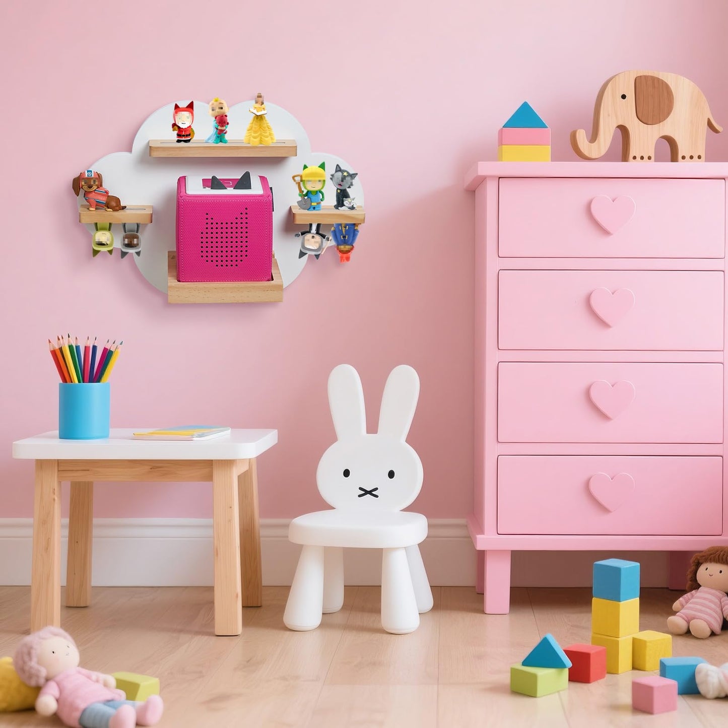 Cloud Toines Shelf, for TonieBox 1 and Toniebox 2 Tonies Wall Shelf Tonies Storage for 12-20 Toine Figures Characters Magnetic Shelf for Tonies Toniebox, Charging Station, Kids Play Room(White)
